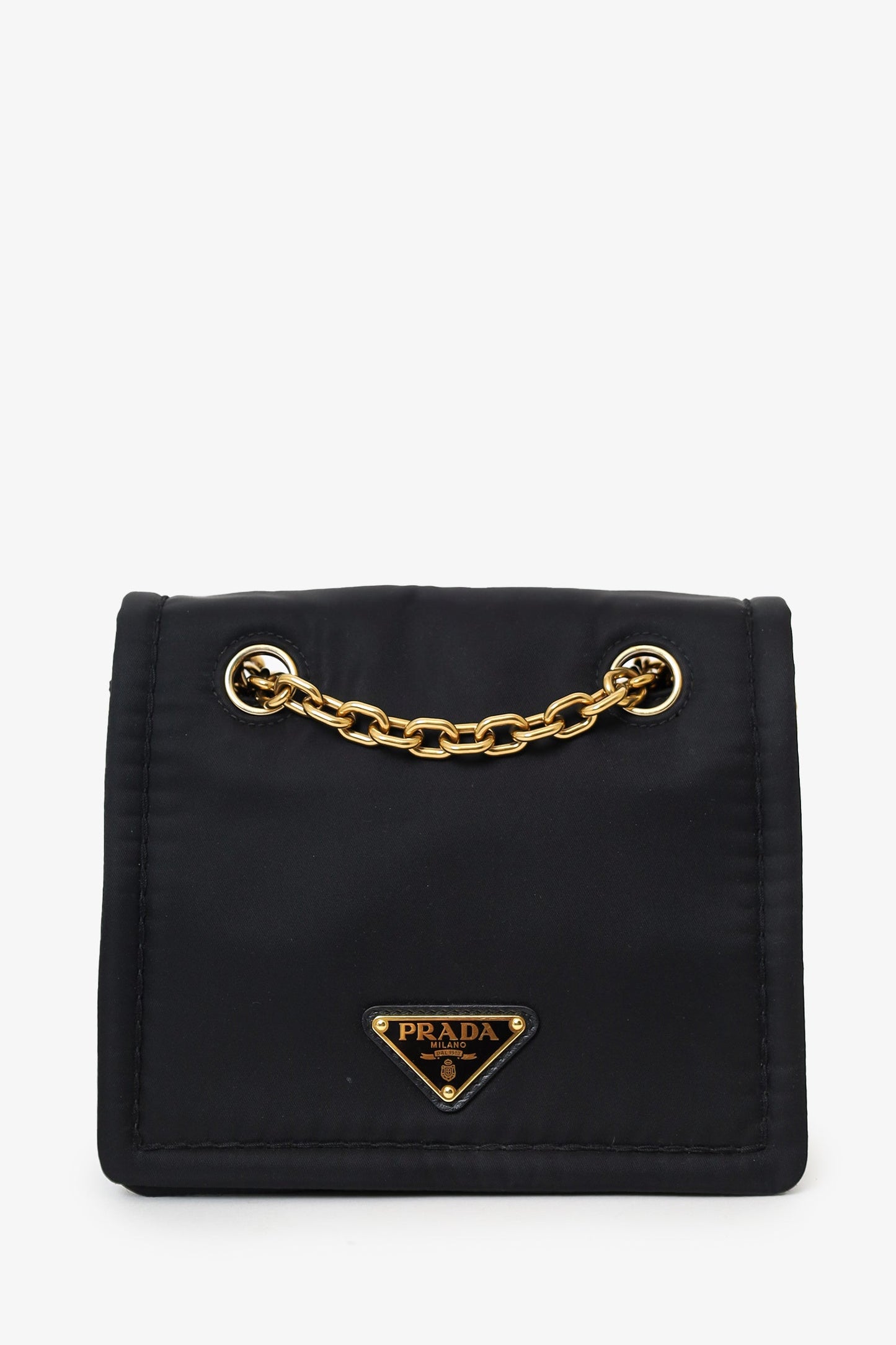 Prada Black Nylon Chain Shoulder Bag