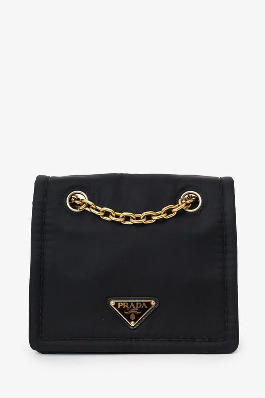 Prada Black Nylon Chain Shoulder Bag