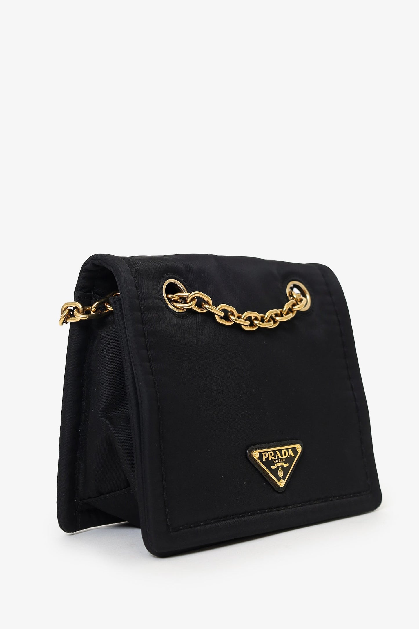 Prada Black Nylon Chain Shoulder Bag