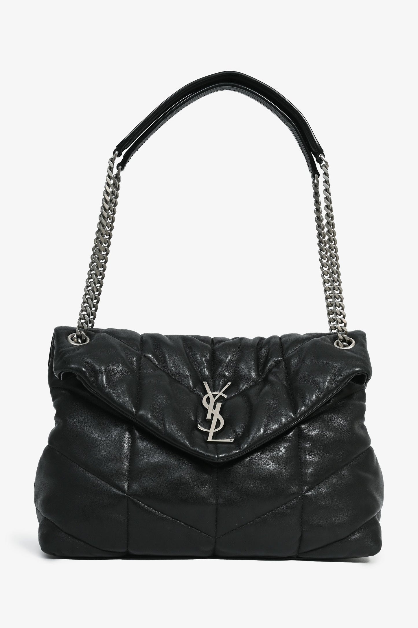 Saint Laurent Black Quilted Leather Medium 'Puffer' Shoulder Bag