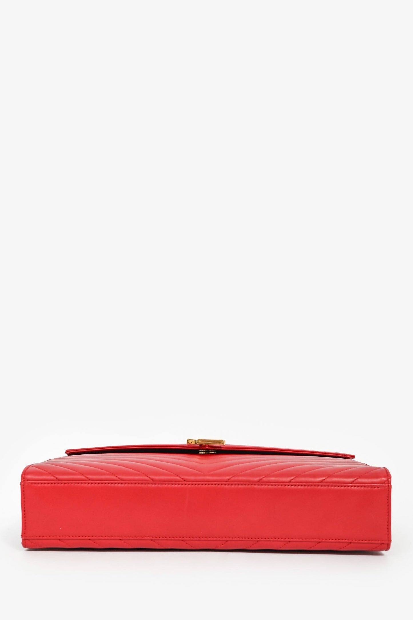 Saint Laurent Red Chevron Leather Envelope Large Chain Shoulder Bag