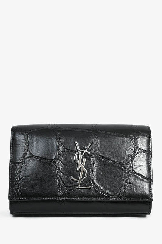 Saint Laurent 2018 Black Animal Embossed Small Kate Belt Bag