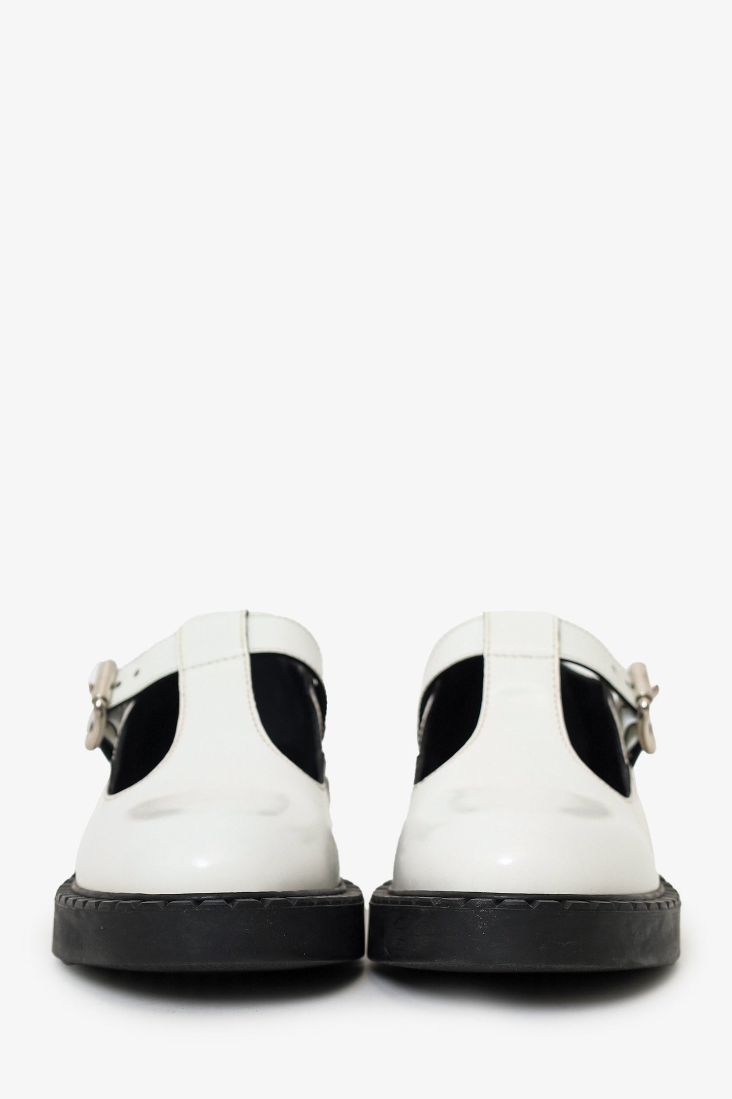 Prada White Leather Mary Jane Shoes Size 37.5