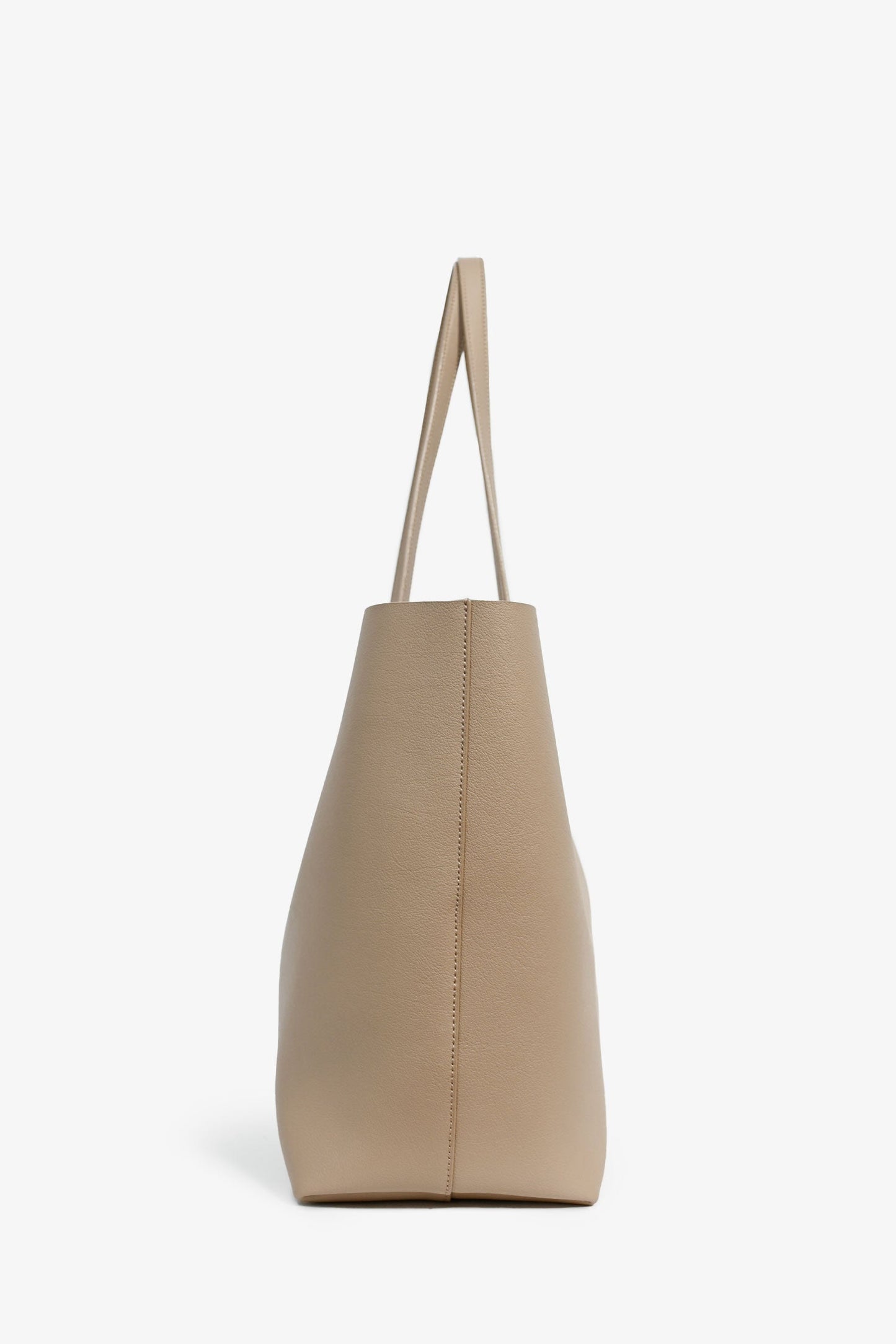 Saint Laurent Beige Leather Shopping E/W Tote with Pouch