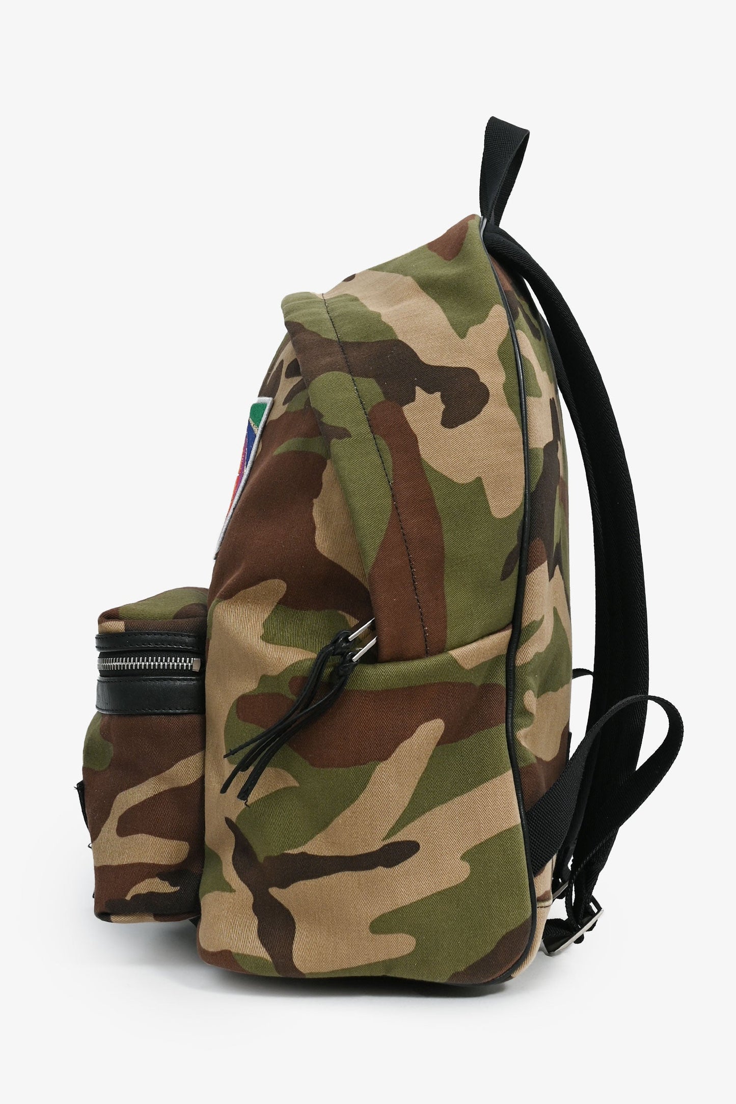 Saint Laurent Camouflage Cotton Sparkle Multi Patch Backpack