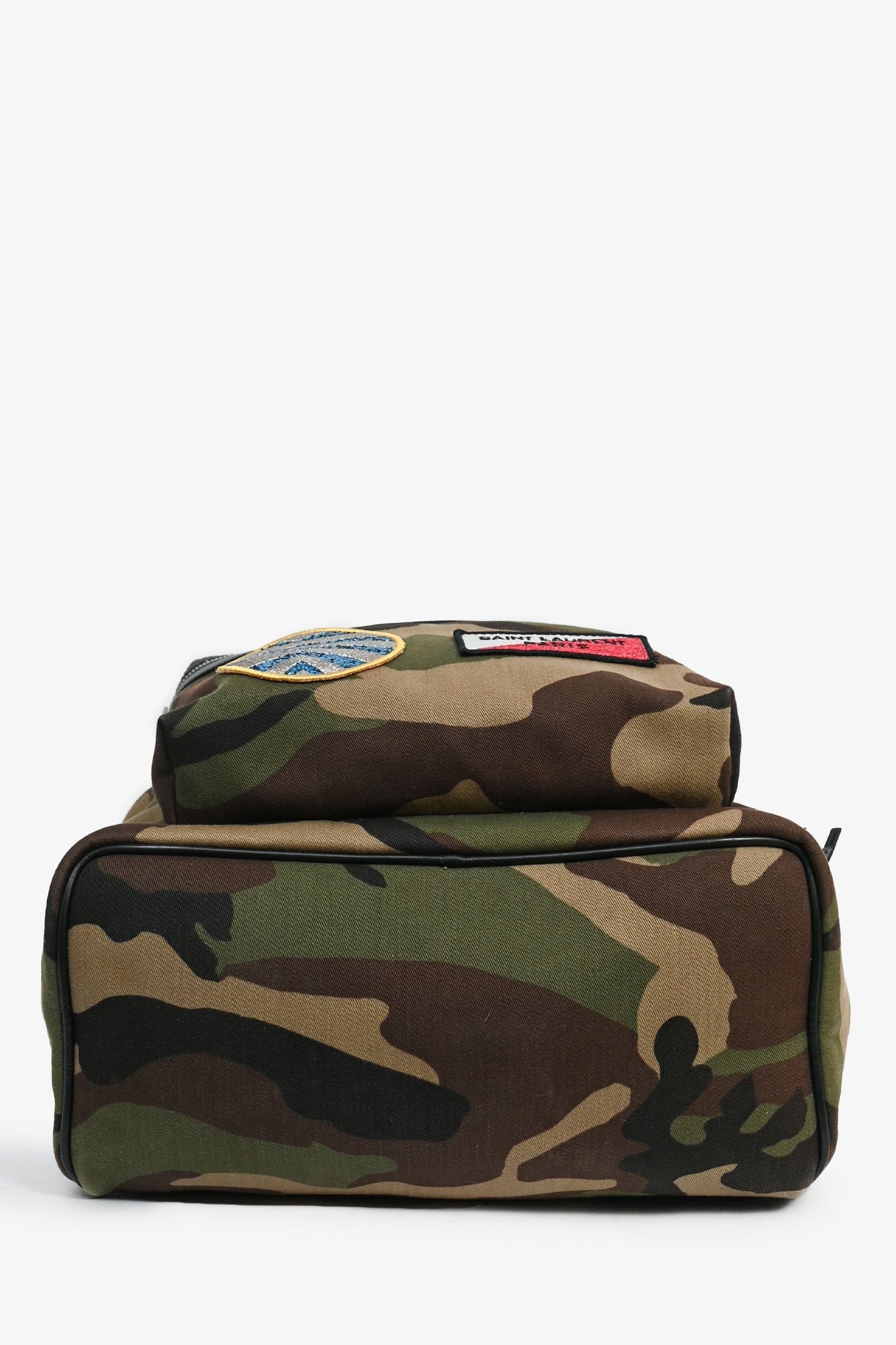 Saint Laurent Camouflage Cotton Sparkle Multi Patch Backpack