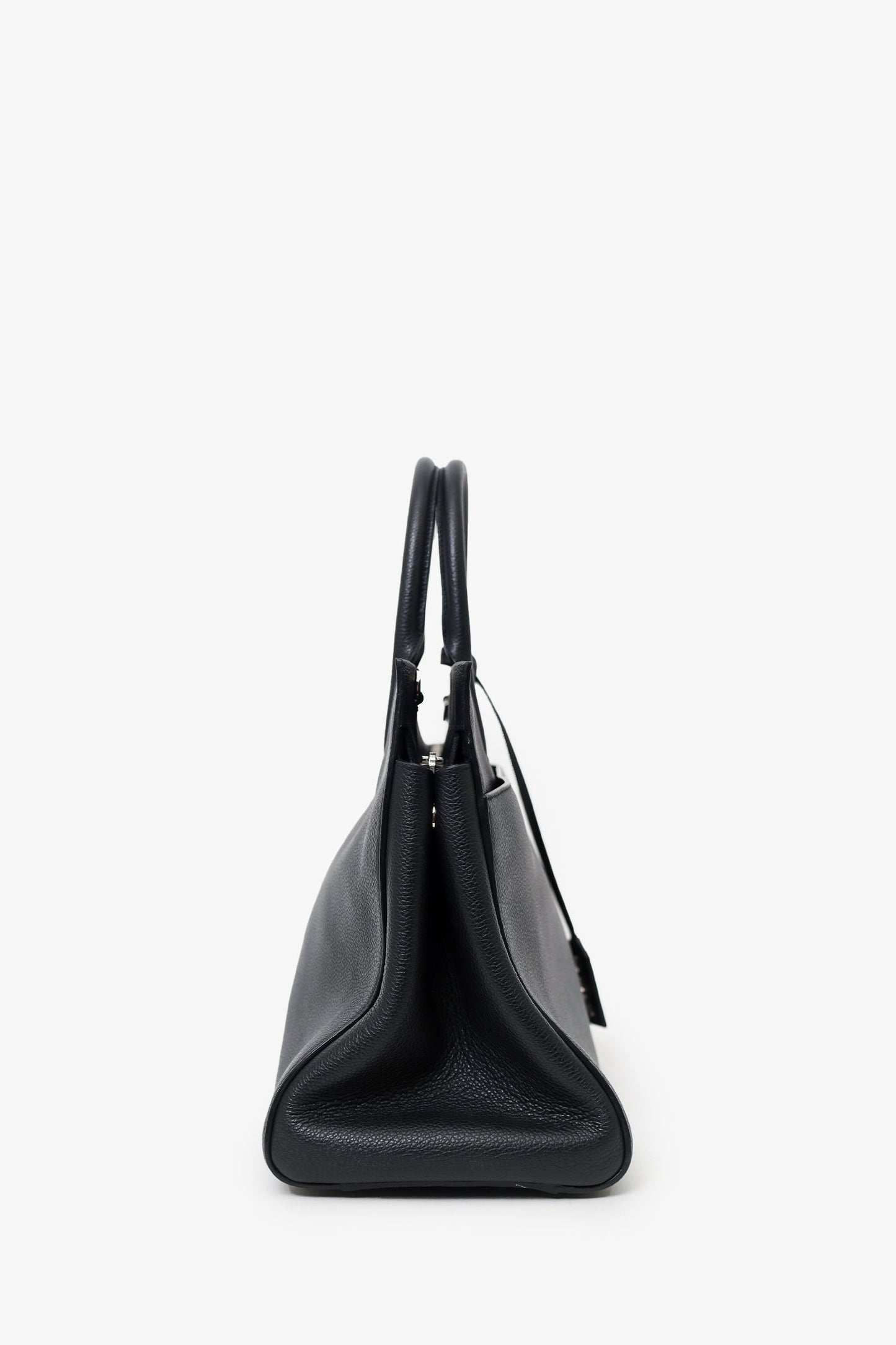 Saint Laurent Black Grained Calfskin Medium Cabas Rive Gauche Tote
