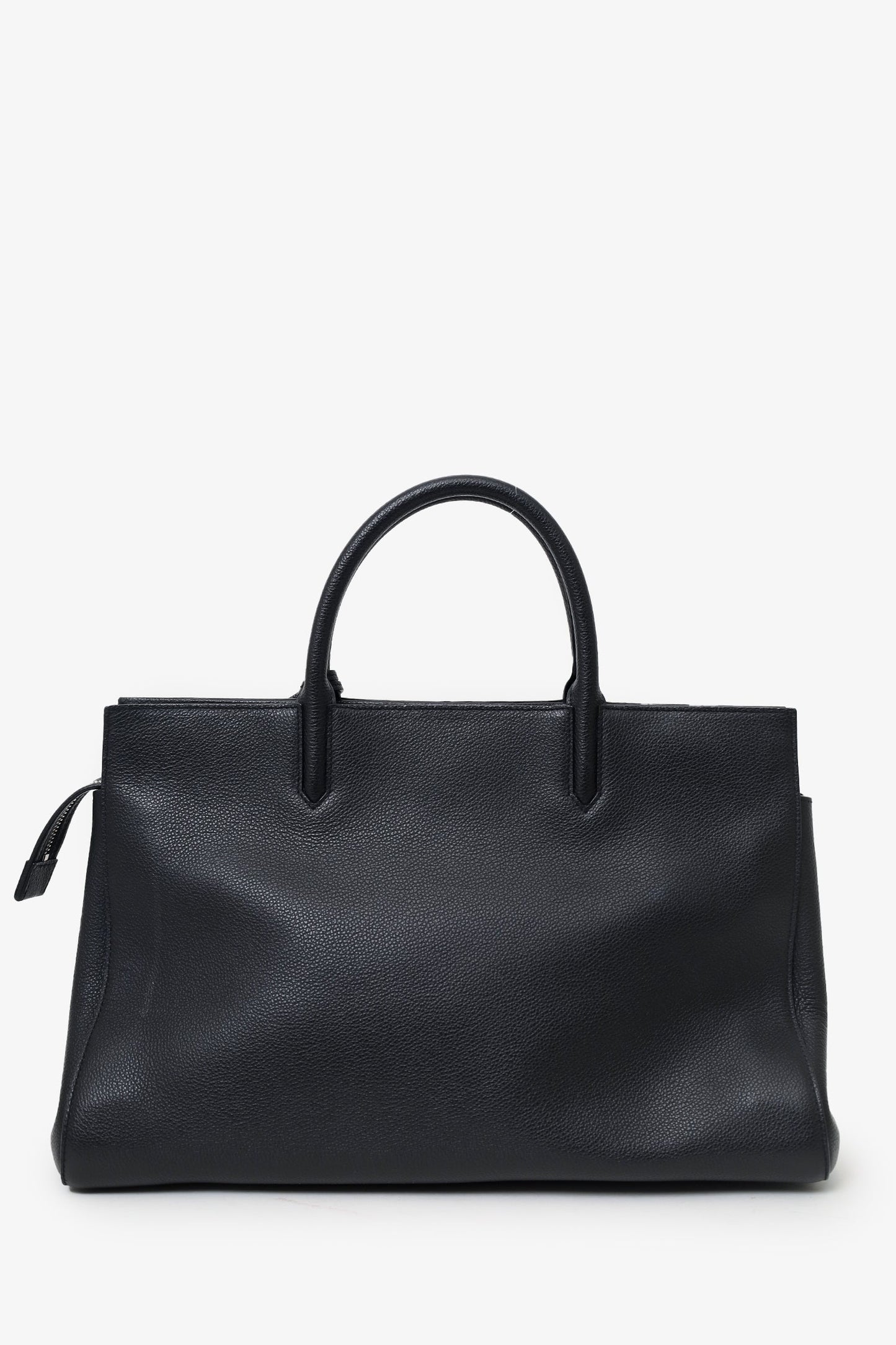 Saint Laurent Black Grained Calfskin Medium Cabas Rive Gauche Tote