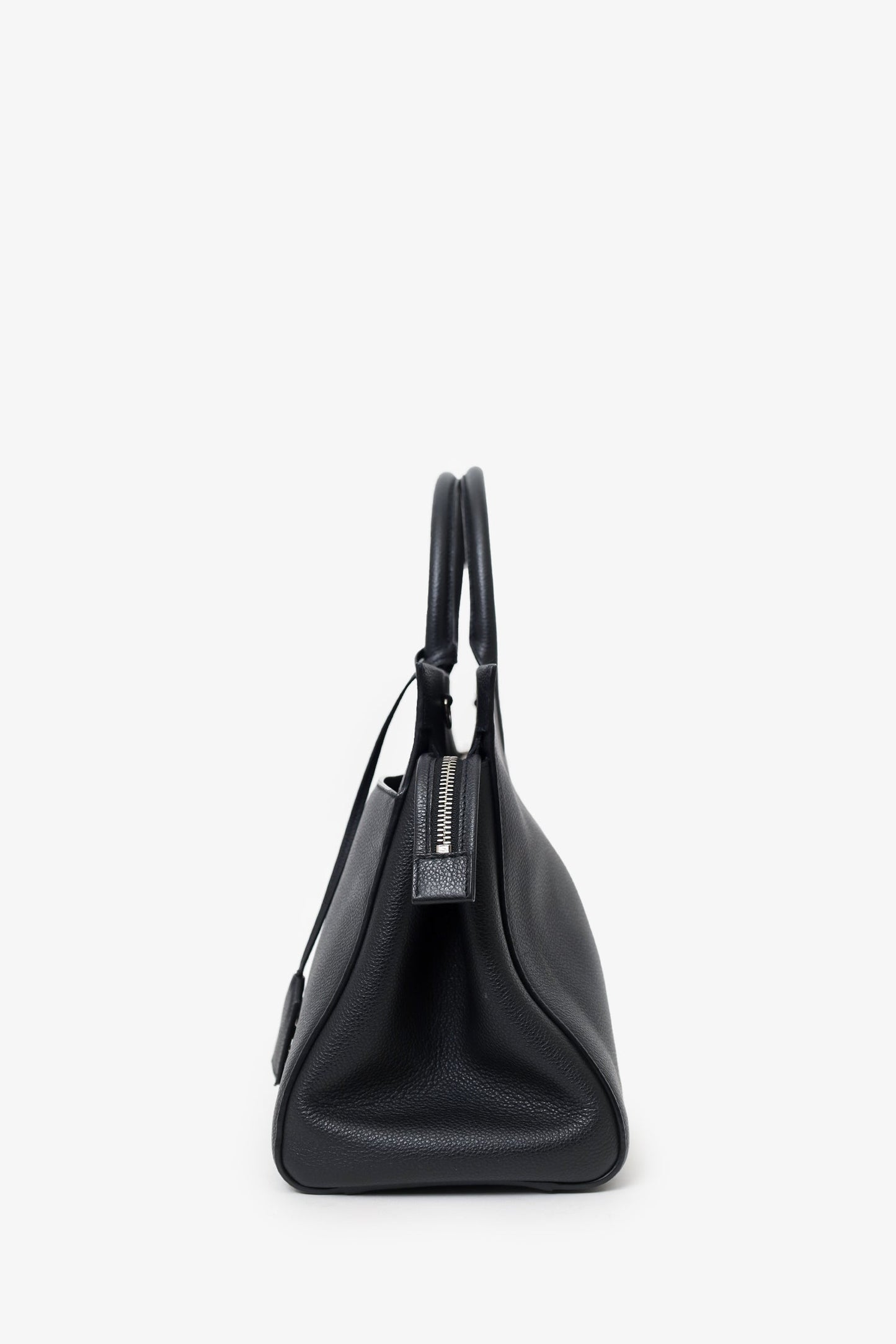 Saint Laurent Black Grained Calfskin Medium Cabas Rive Gauche Tote