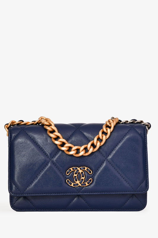 Chanel™ Navy Lambskin 'Chanel 19' Wallet on Chain
