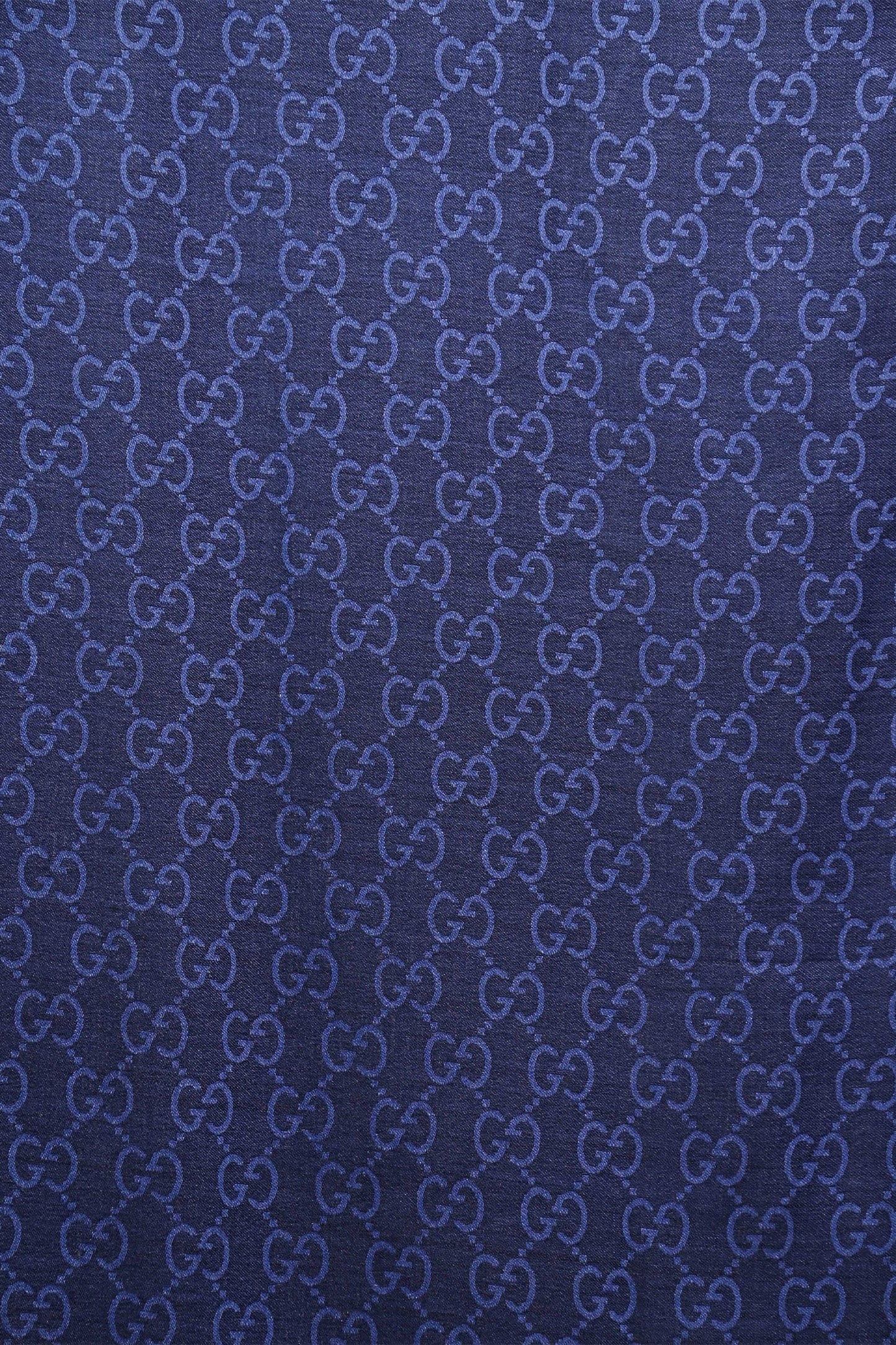 Gucci Blue Wool Silk Blend Monogram Shawl
