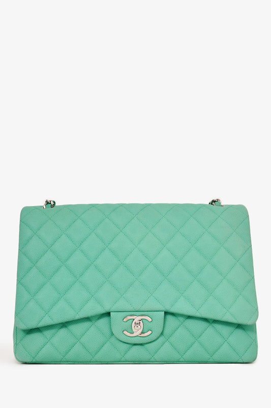 Chanel™ 2012-13 Green Caviar Maxi Double Flap Shoulder Bag