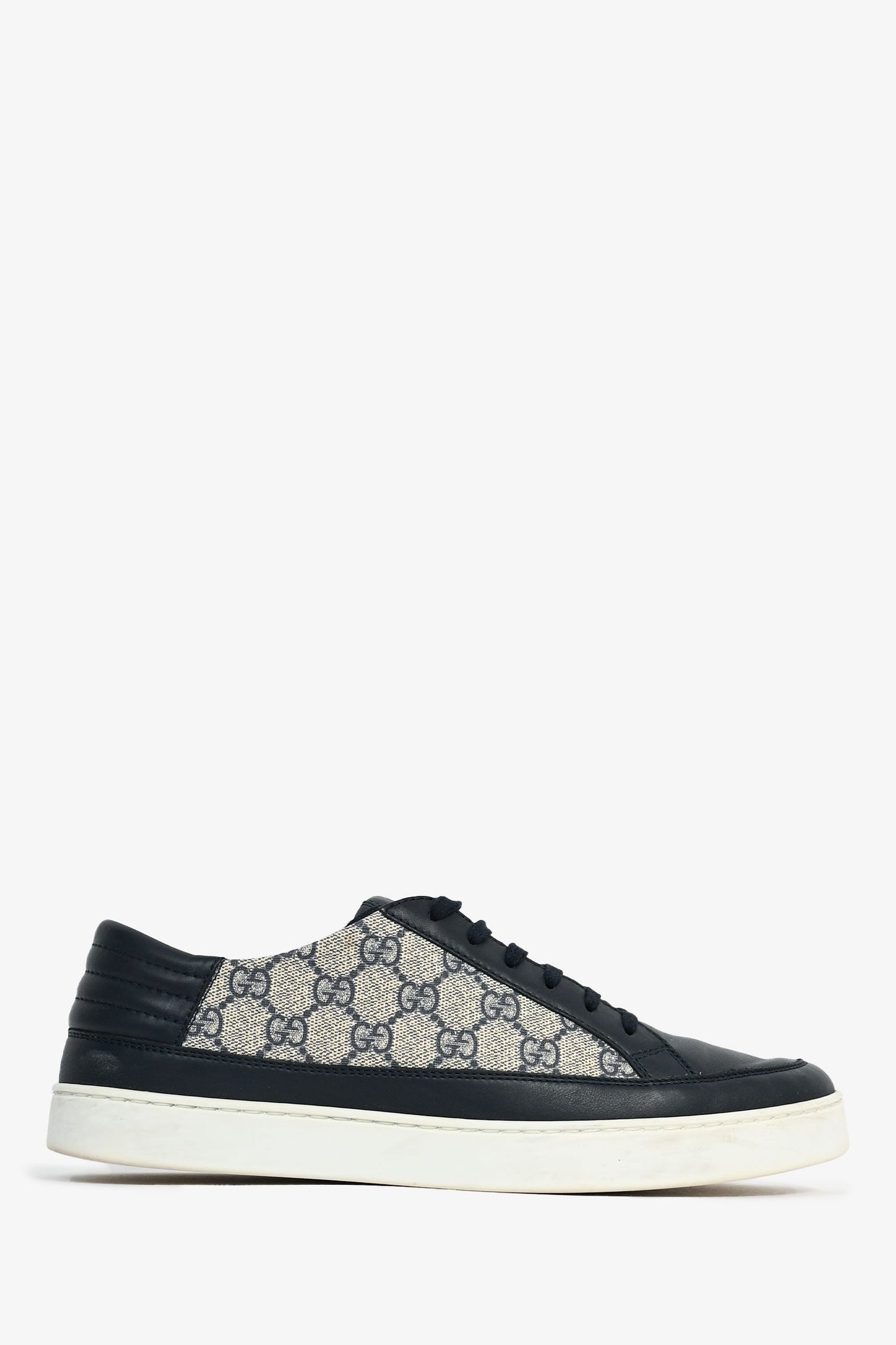 Gucci Navy Leather GG Monogram Sneakers Size 10 Mens