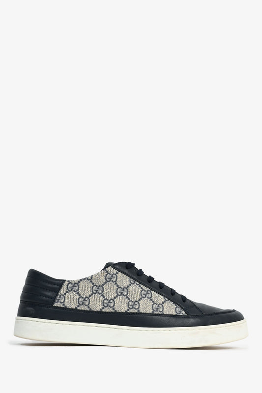 Gucci Navy Leather GG Monogram Sneakers Size 10 Mens