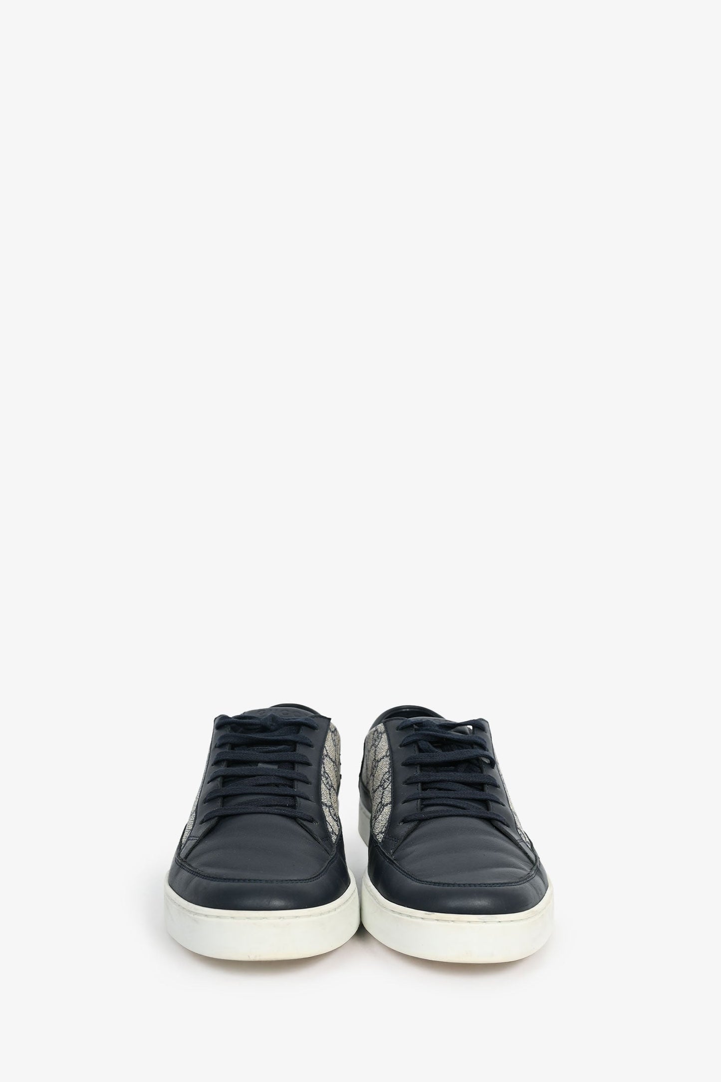 Gucci Navy Leather GG Monogram Sneakers Size 10 Mens