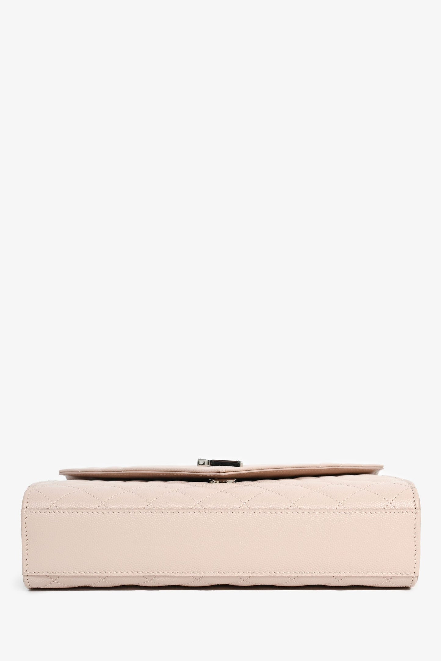 Saint Laurent 2018 Light Beige Leather Tri-Quilted Envelope Chain Medium Shoulder Bag