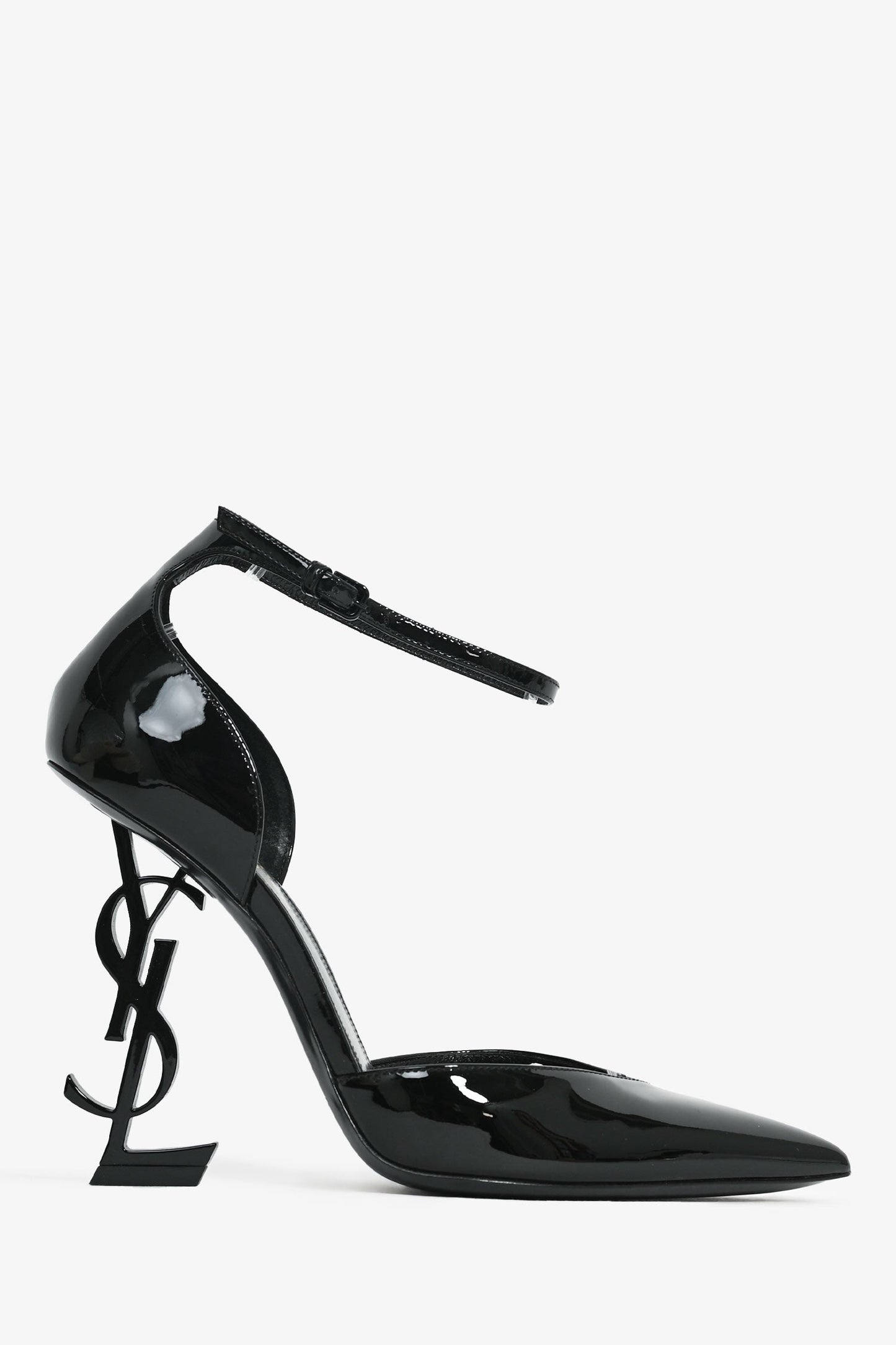 Saint Laurent Black Patent 'Opyum' Pointed Heels Size 38