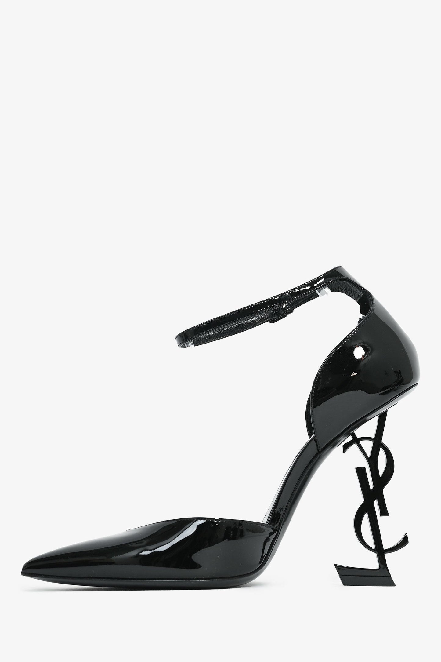 Saint Laurent Black Patent 'Opyum' Pointed Heels Size 38