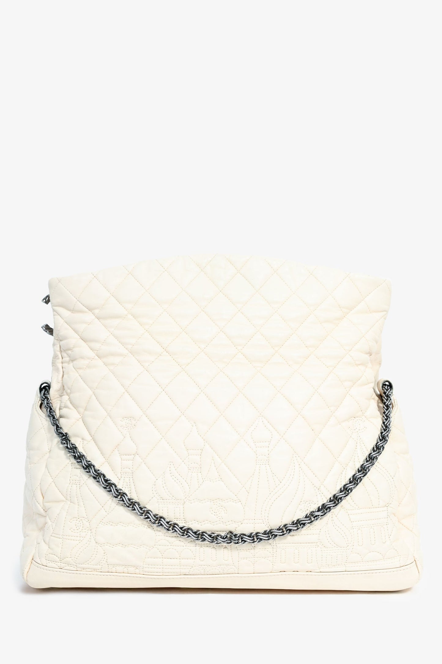 Chanel™ 2008-09 White Lambskin Quilted Paris-Moscou Red Square Kremlin Tote