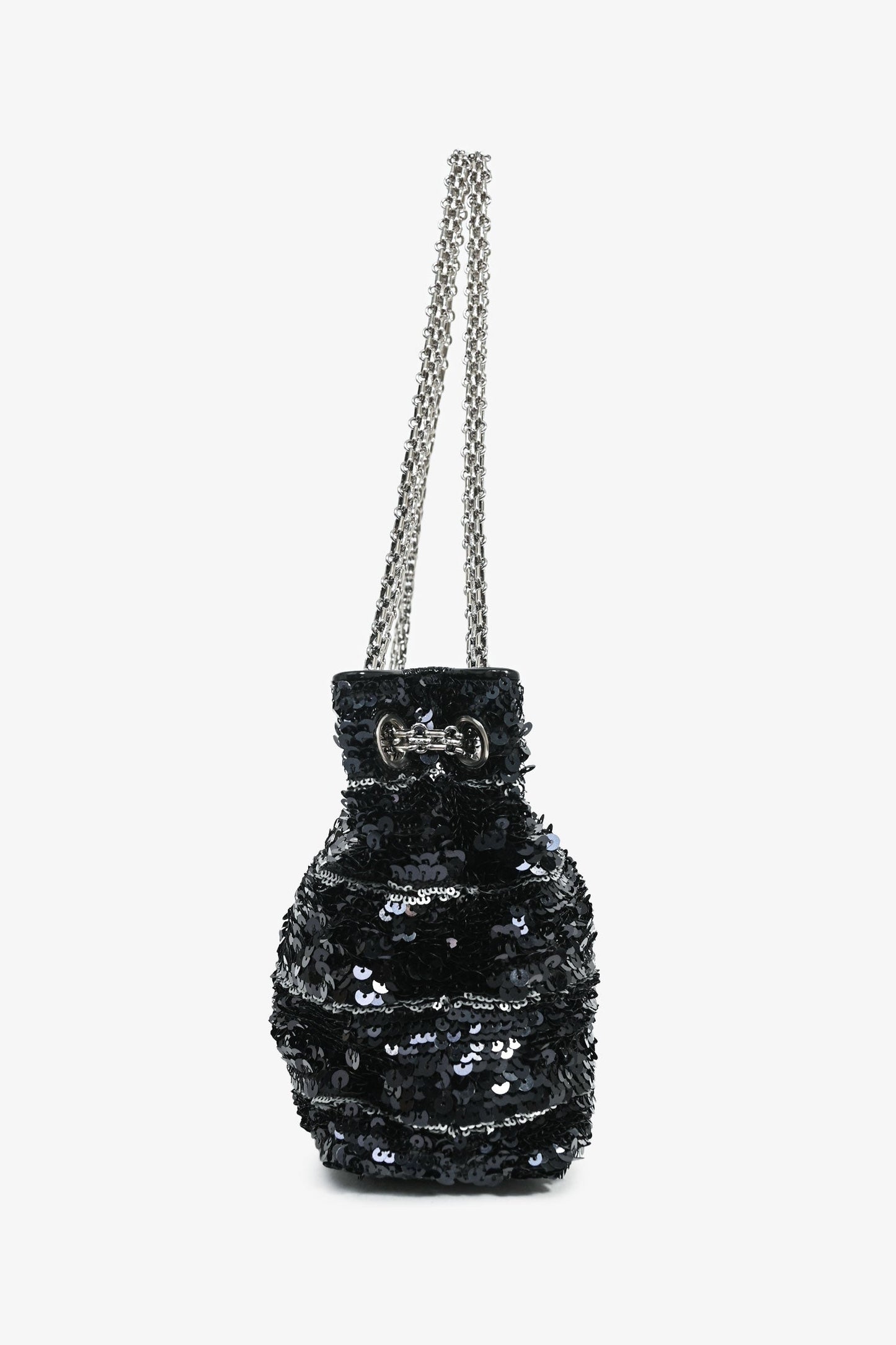 Chanel™ 2011 Black Striped Sequins and Patent Leather Small Reissue Shoulder Bag