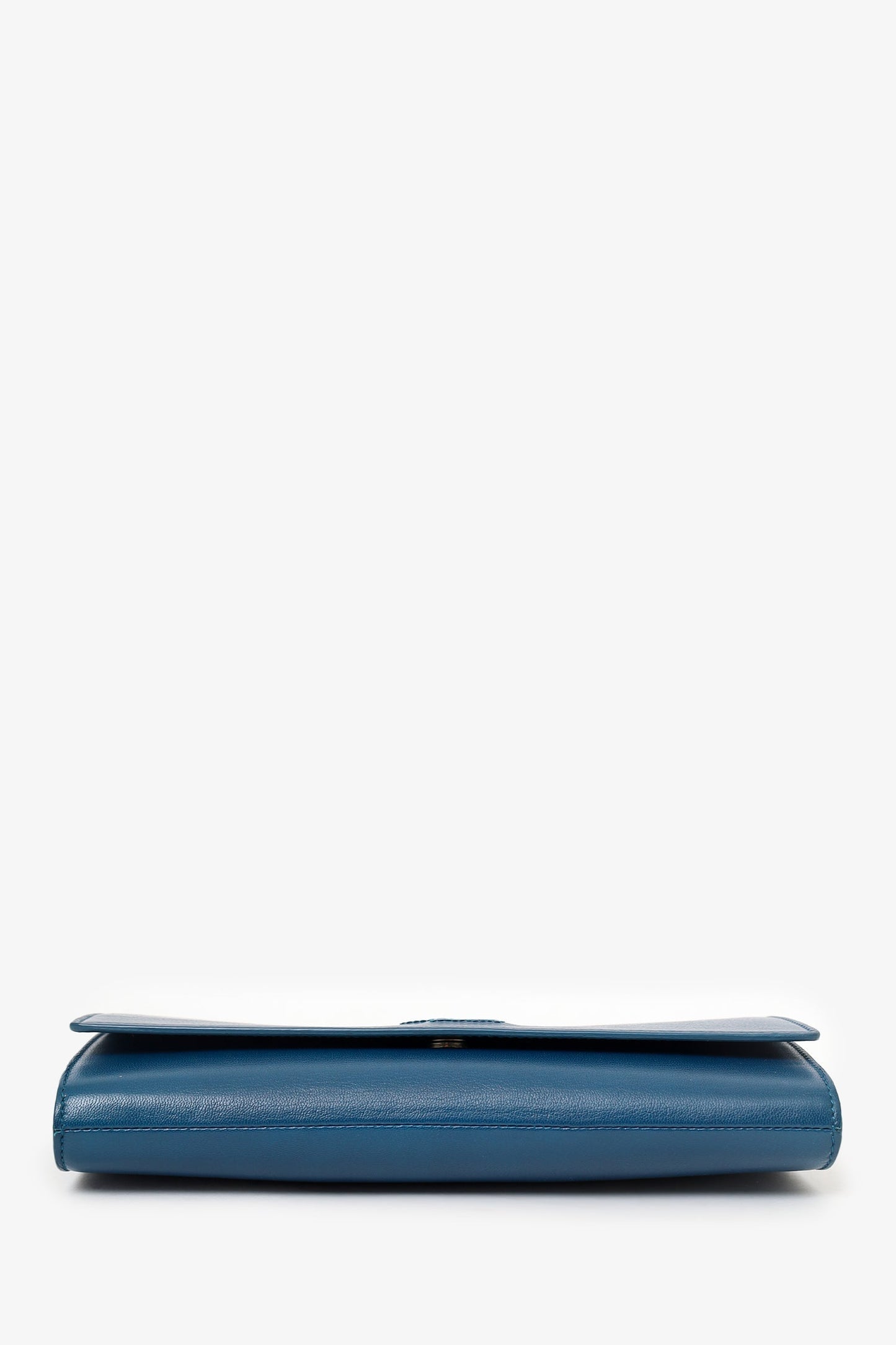 Saint Laurent Blue Leather Navy Blue Glazed Leather Belle De Jour Flap Clutch