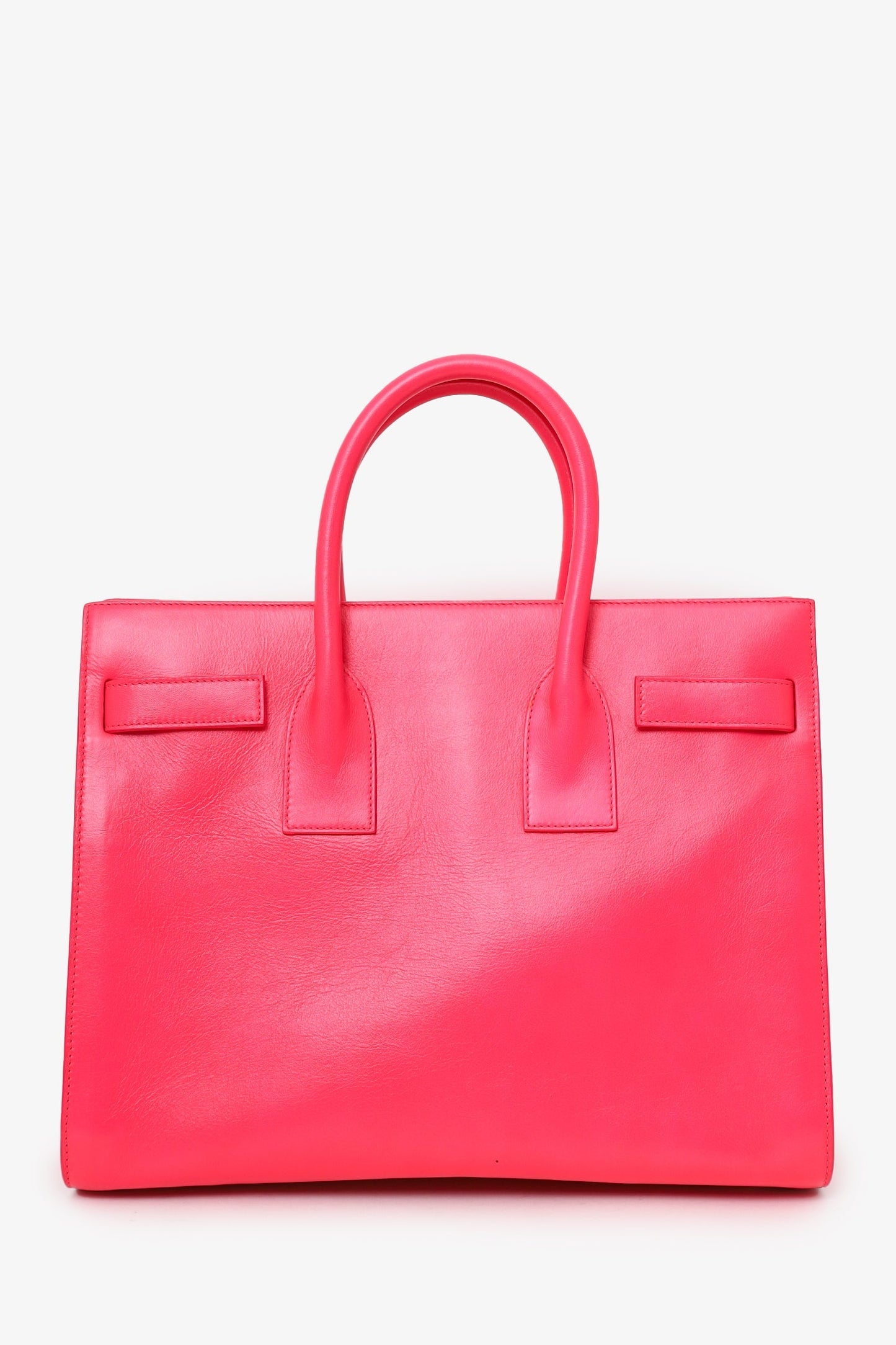 Saint Laurent Hot Pink Leather Small Sac De Jour with Strap