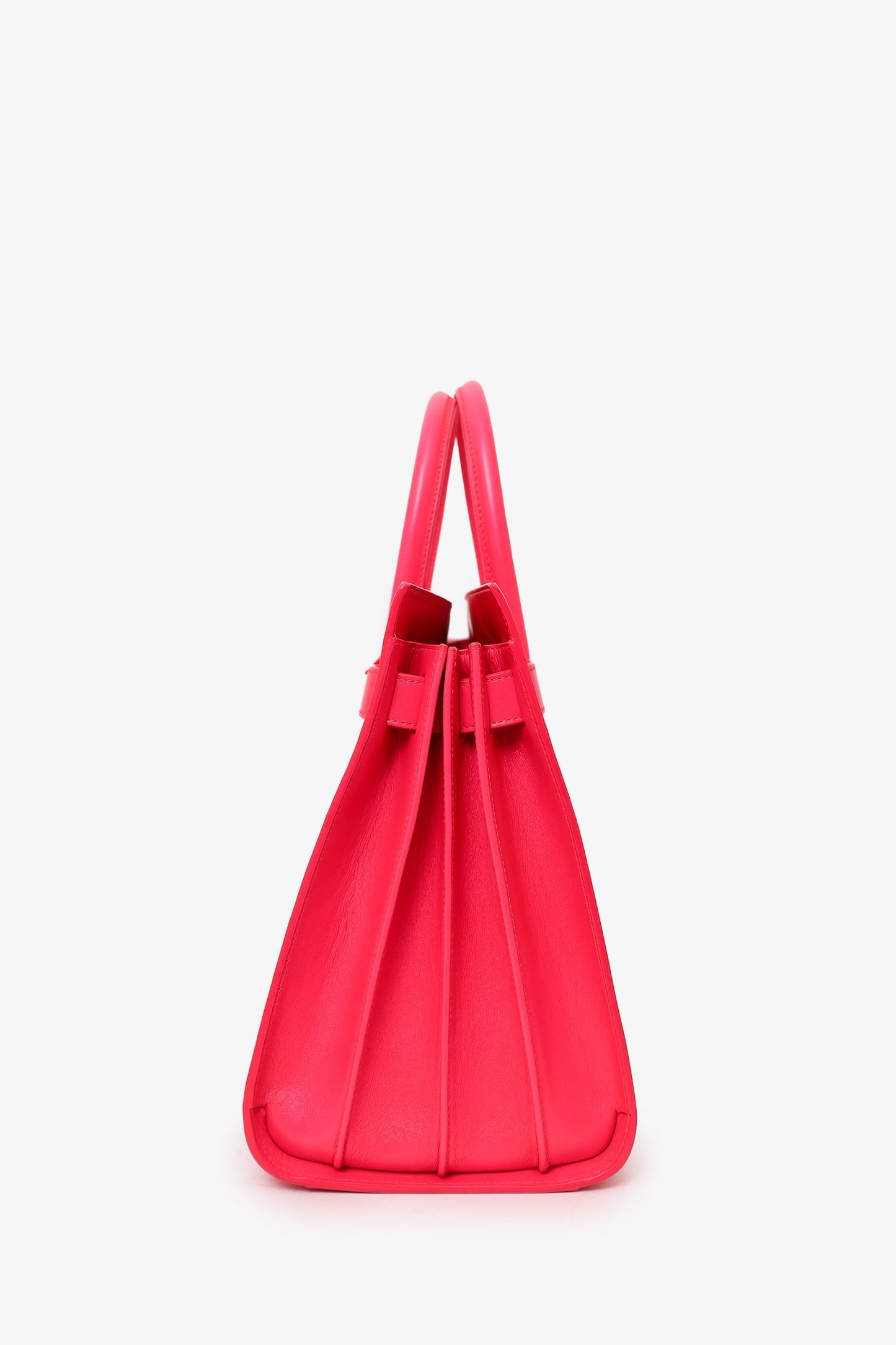 Saint Laurent Hot Pink Leather Small Sac De Jour with Strap