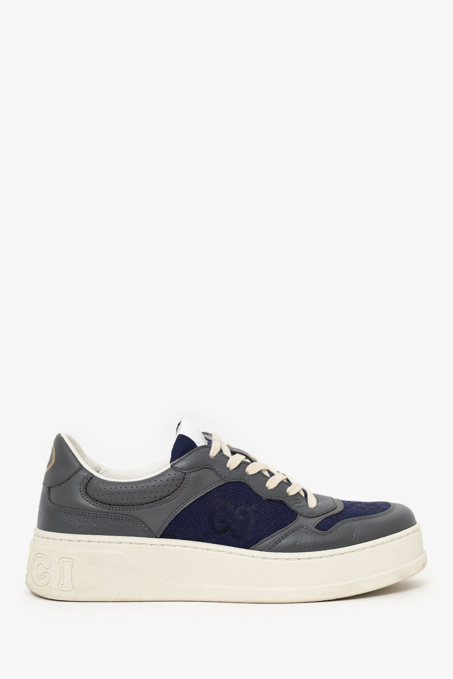Gucci Blue/Grey Jumbo GG Canvas and Leather Low Top Sneakers Size 9.5 Mens