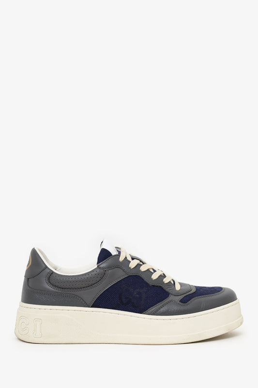 Gucci Blue/Grey Jumbo GG Canvas and Leather Low Top Sneakers Size 9.5 Mens