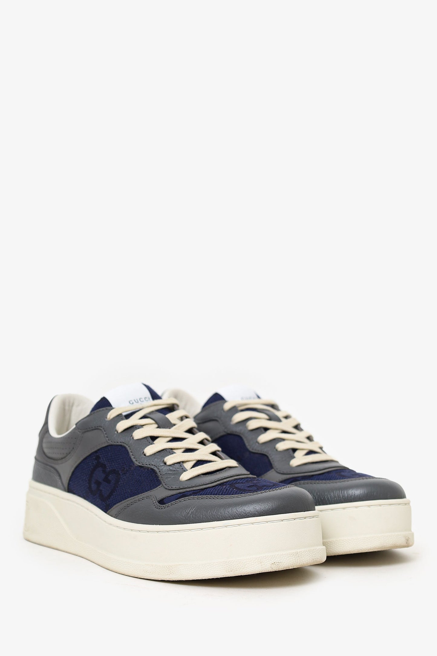 Gucci Blue/Grey Jumbo GG Canvas and Leather Low Top Sneakers Size 9.5 Mens
