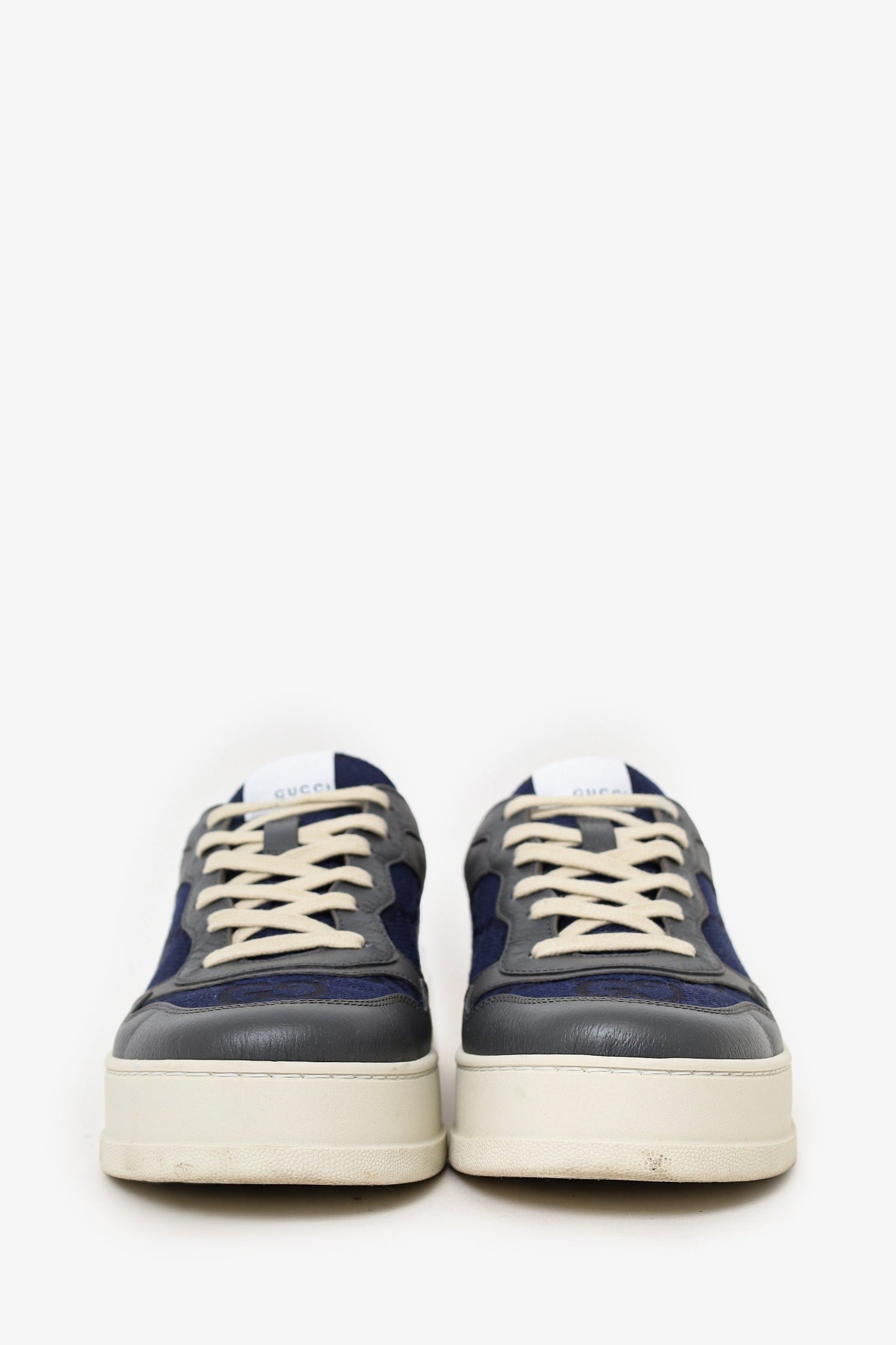 Gucci Blue/Grey Jumbo GG Canvas and Leather Low Top Sneakers Size 9.5 Mens