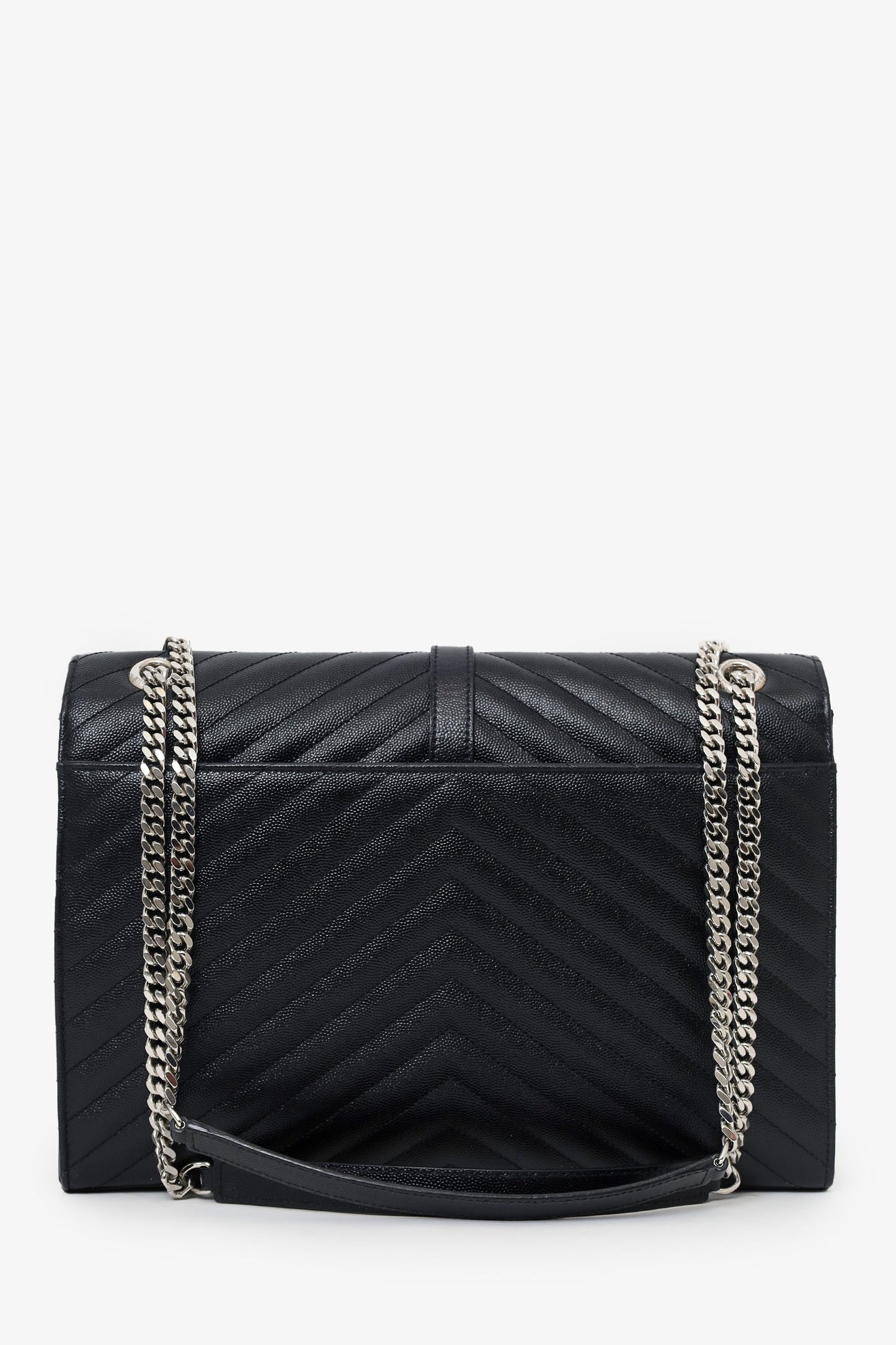 Saint Laurent Black Chevron Leather Large Envelope Bag
