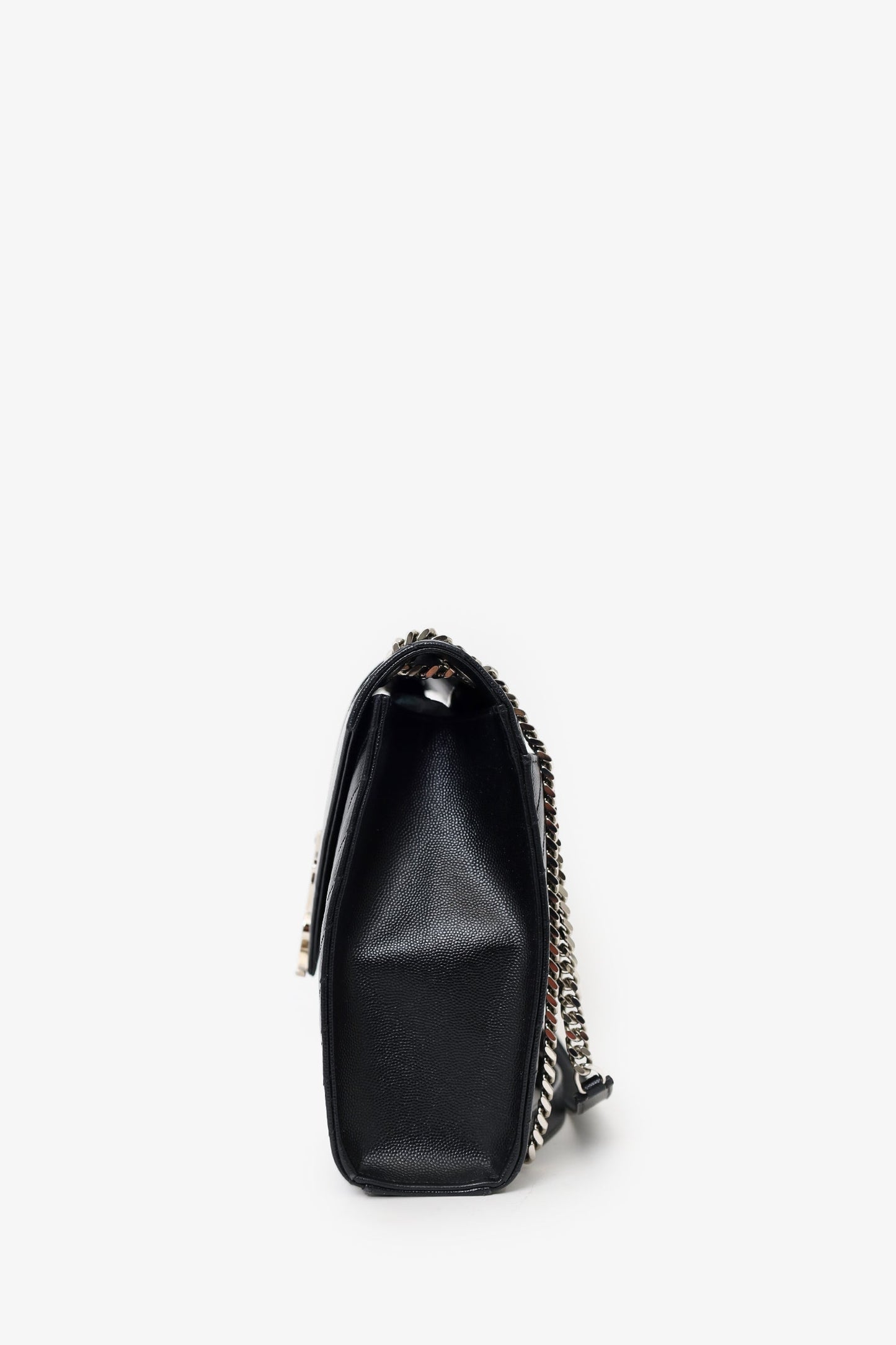 Saint Laurent Black Chevron Leather Large Envelope Bag