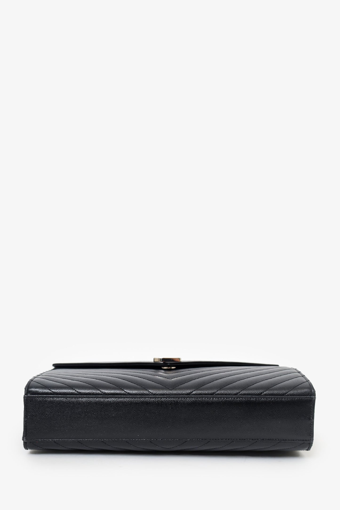 Saint Laurent Black Chevron Leather Large Envelope Bag