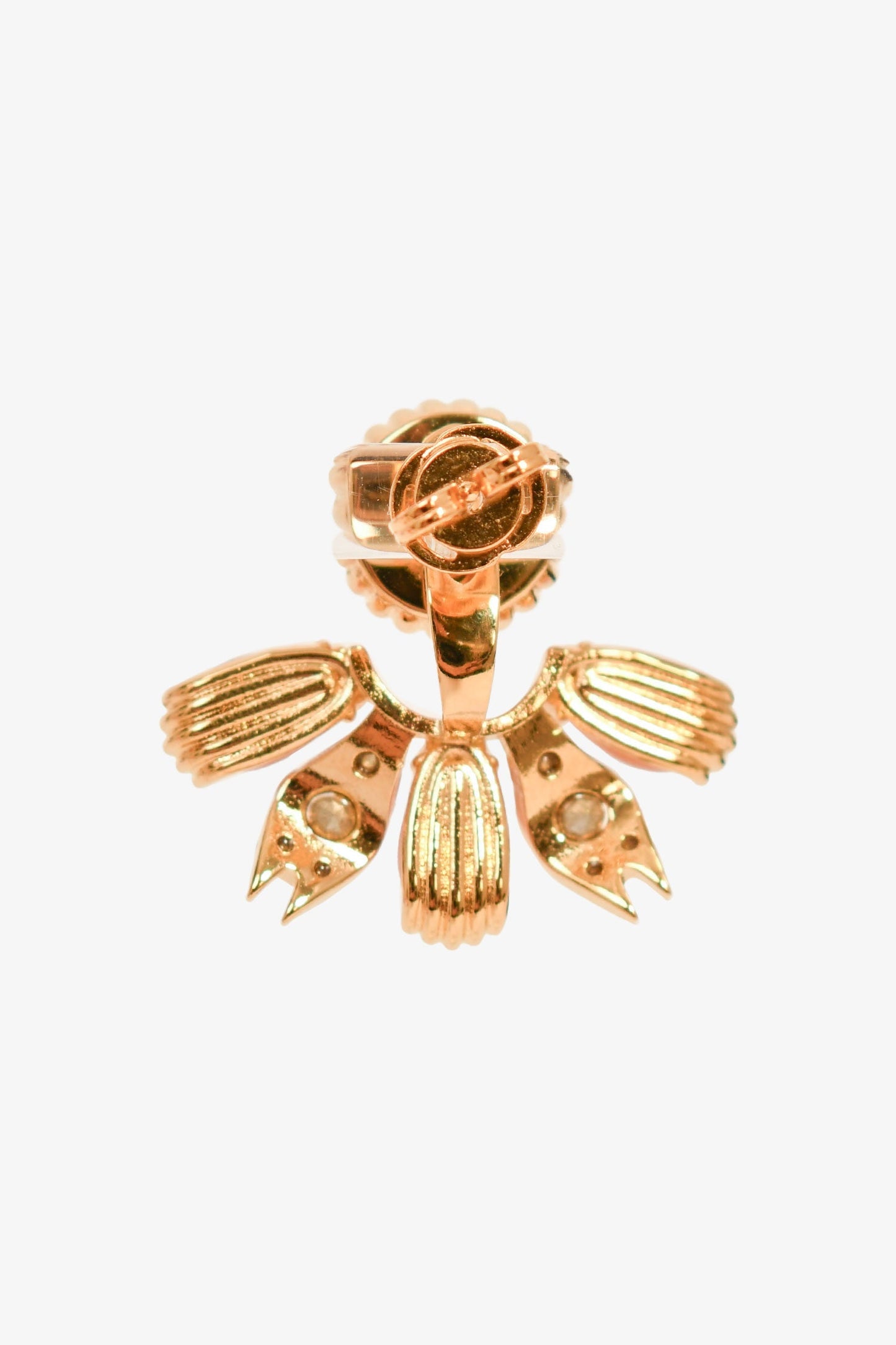 Gucci Gold Toned Pink Resin/Crystal Single Stud Earring