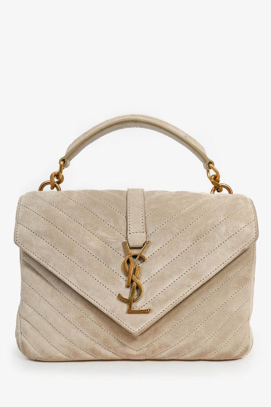 Saint Laurent 2020 Taupe Suede Medium 'College' Bag