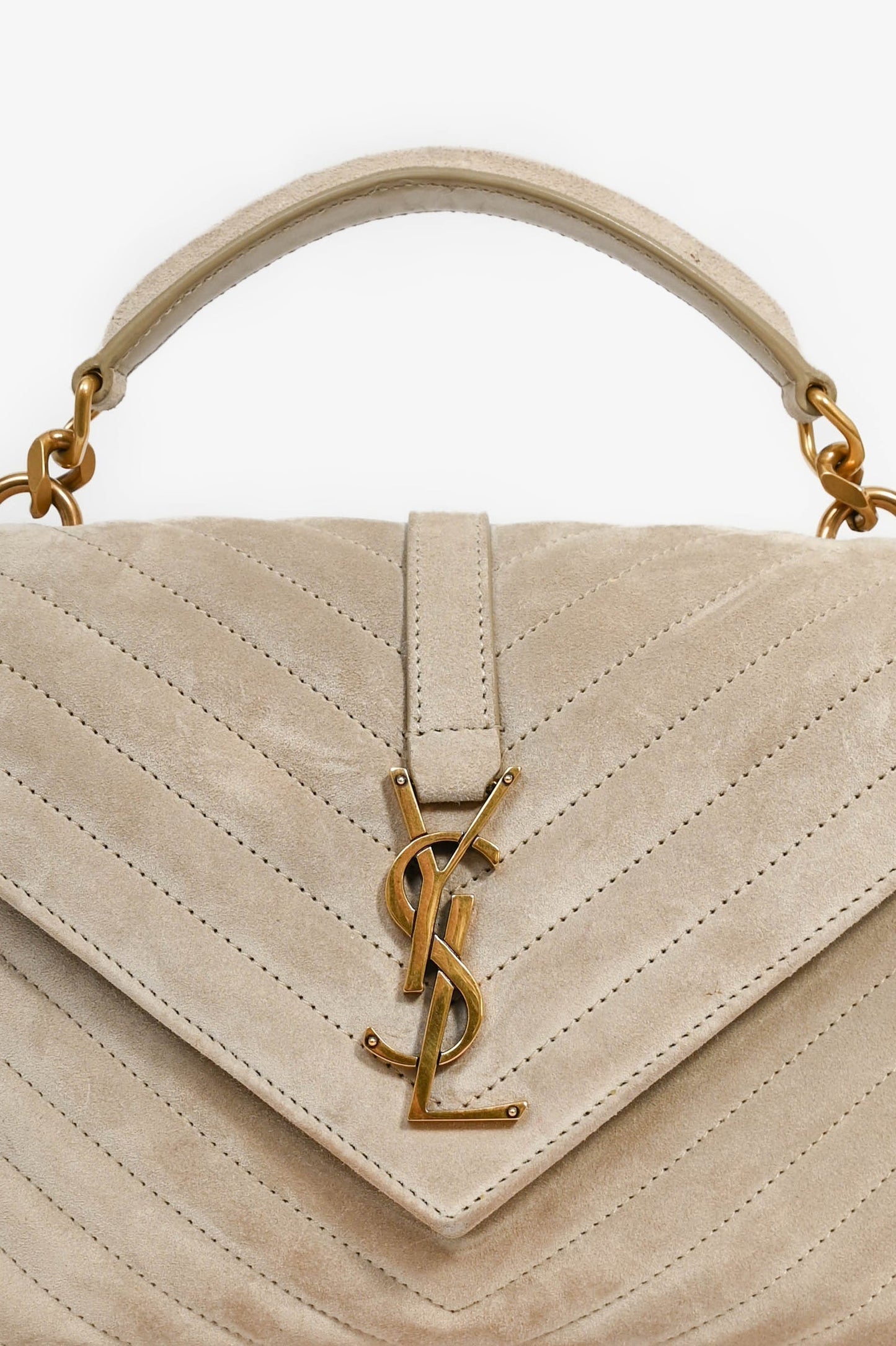 Saint Laurent 2020 Taupe Suede Medium 'College' Bag