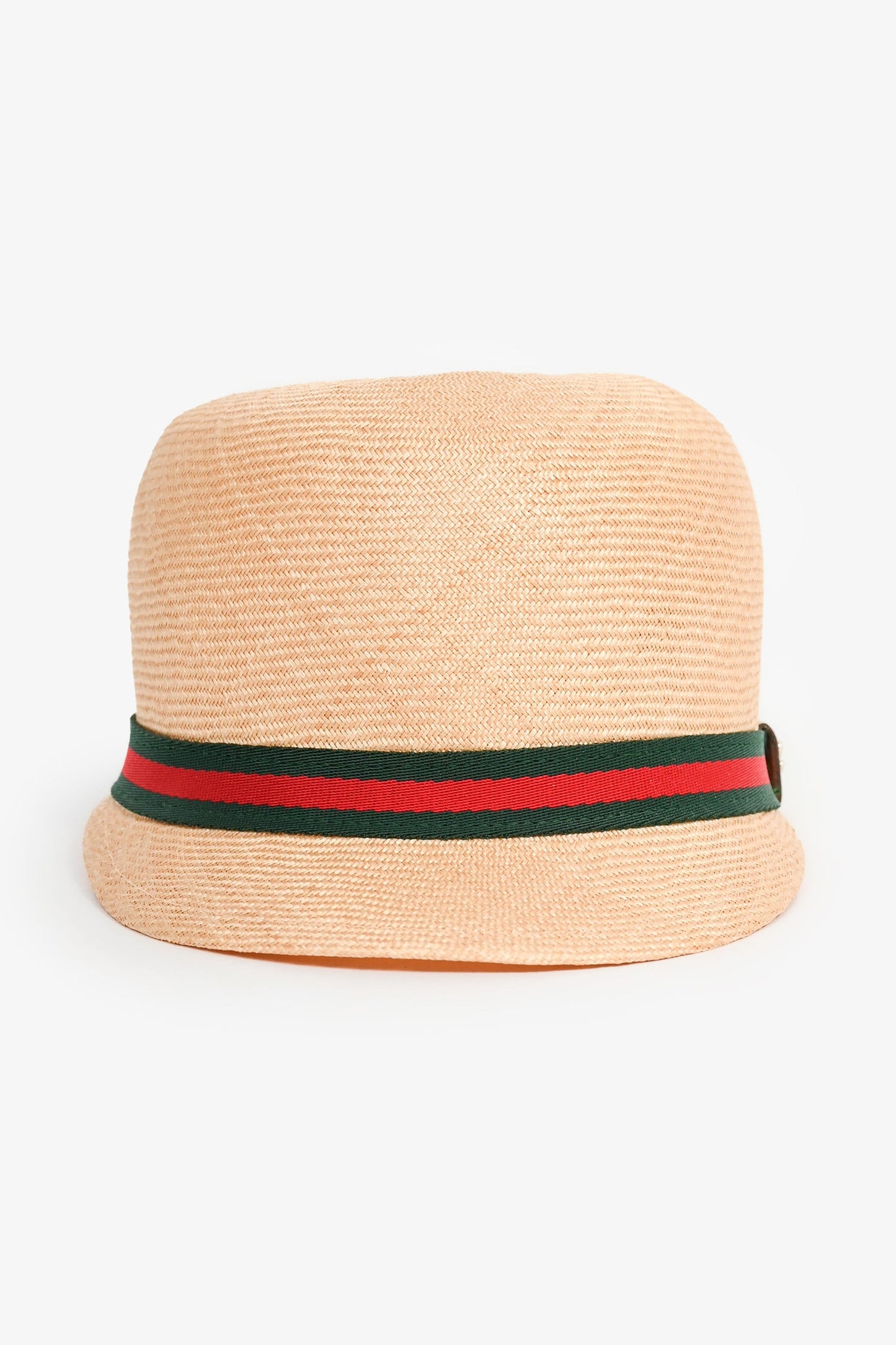 Gucci Green/Red Striped Straw Bowler Hat Size S