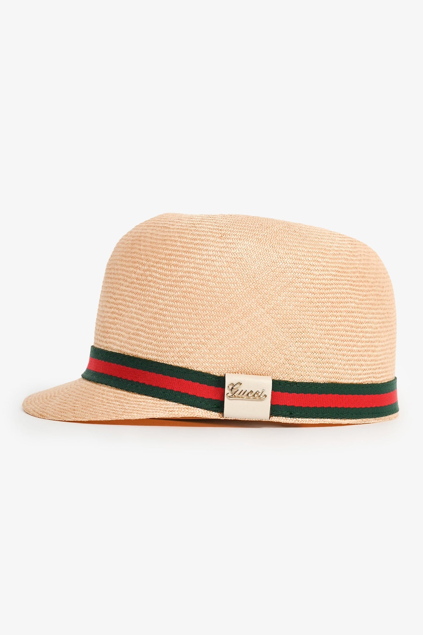 Gucci Green/Red Striped Straw Bowler Hat Size S