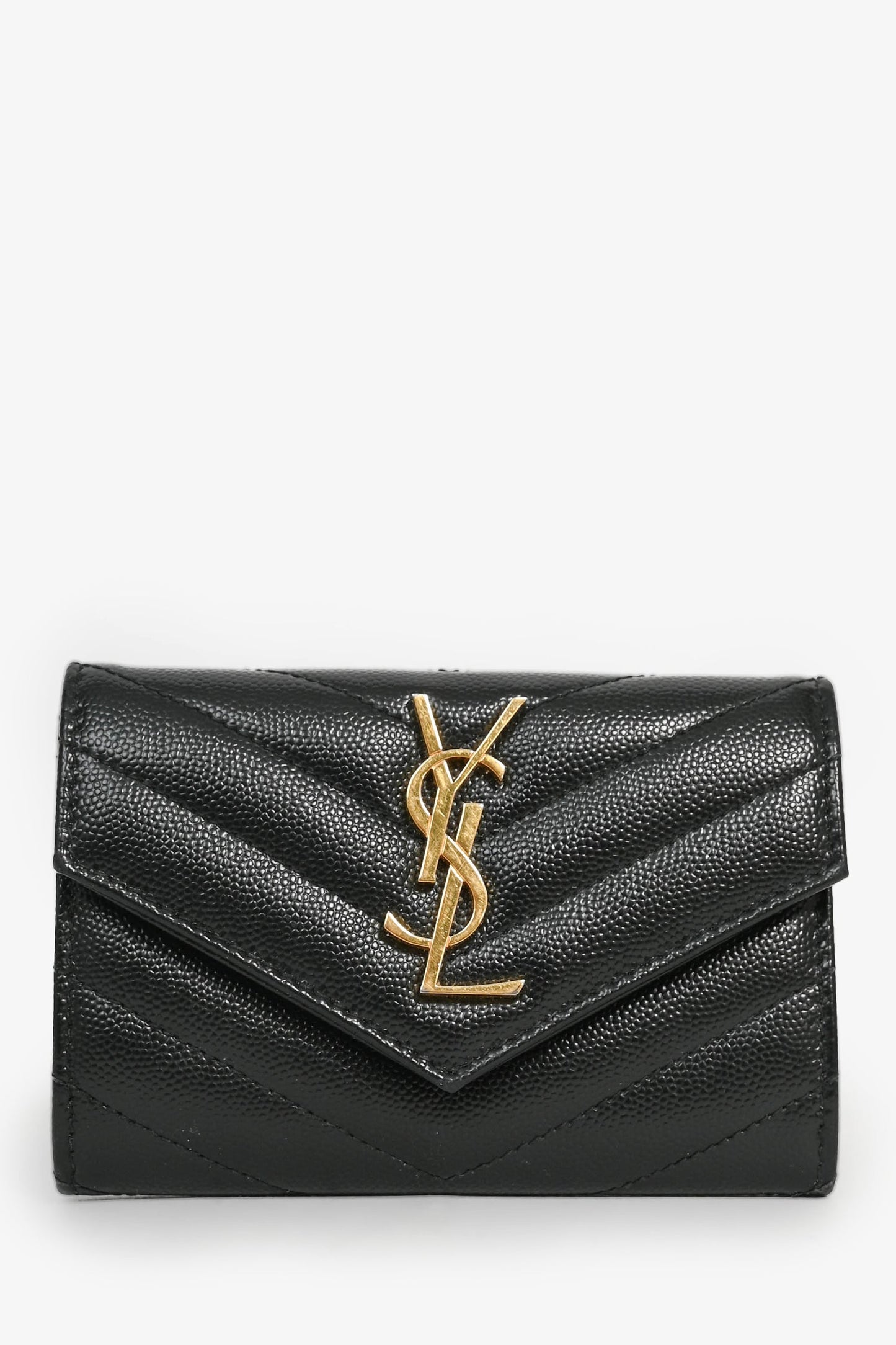 Saint Laurent Black Grained Leather Cassandre Wallet