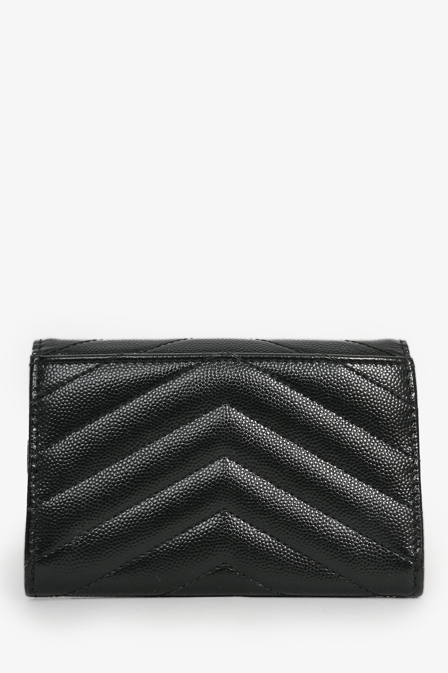 Saint Laurent Black Grained Leather Cassandre Wallet