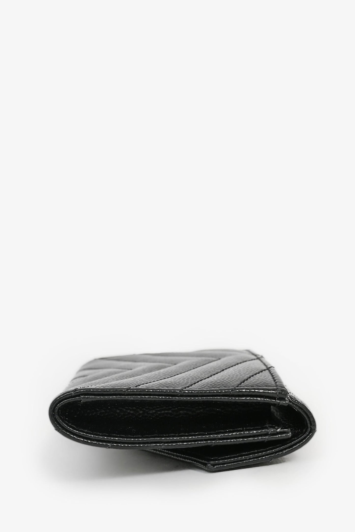 Saint Laurent Black Grained Leather Cassandre Wallet