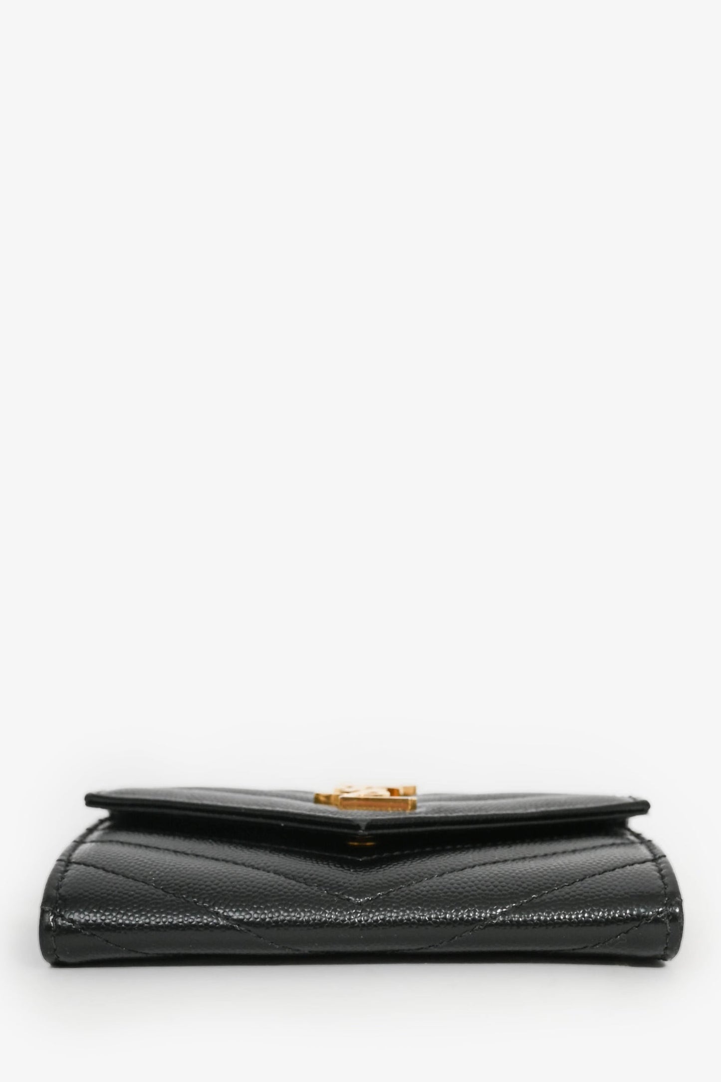 Saint Laurent Black Grained Leather Cassandre Wallet