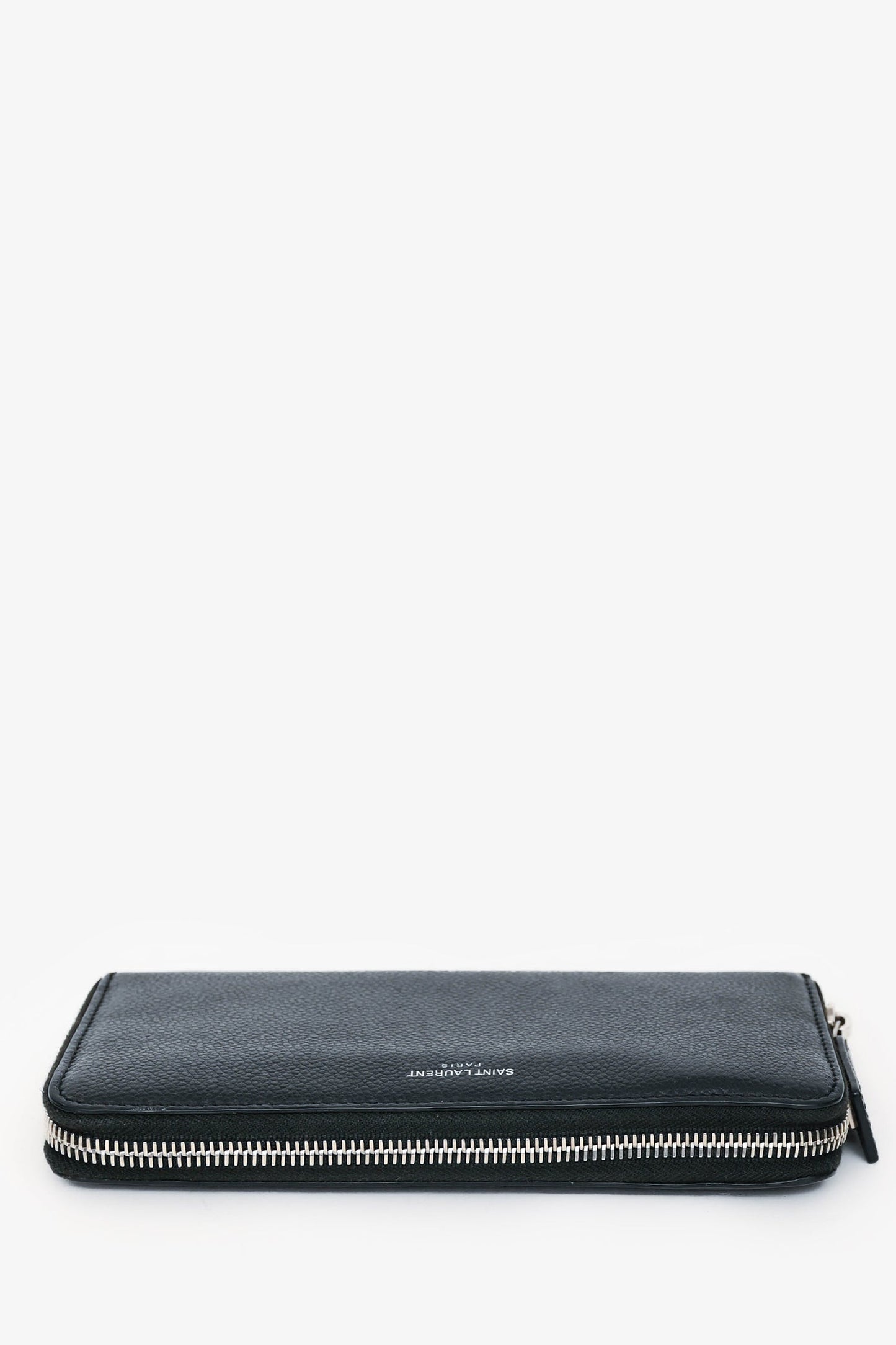 Saint Laurent Black Leather Long Zip Wallet