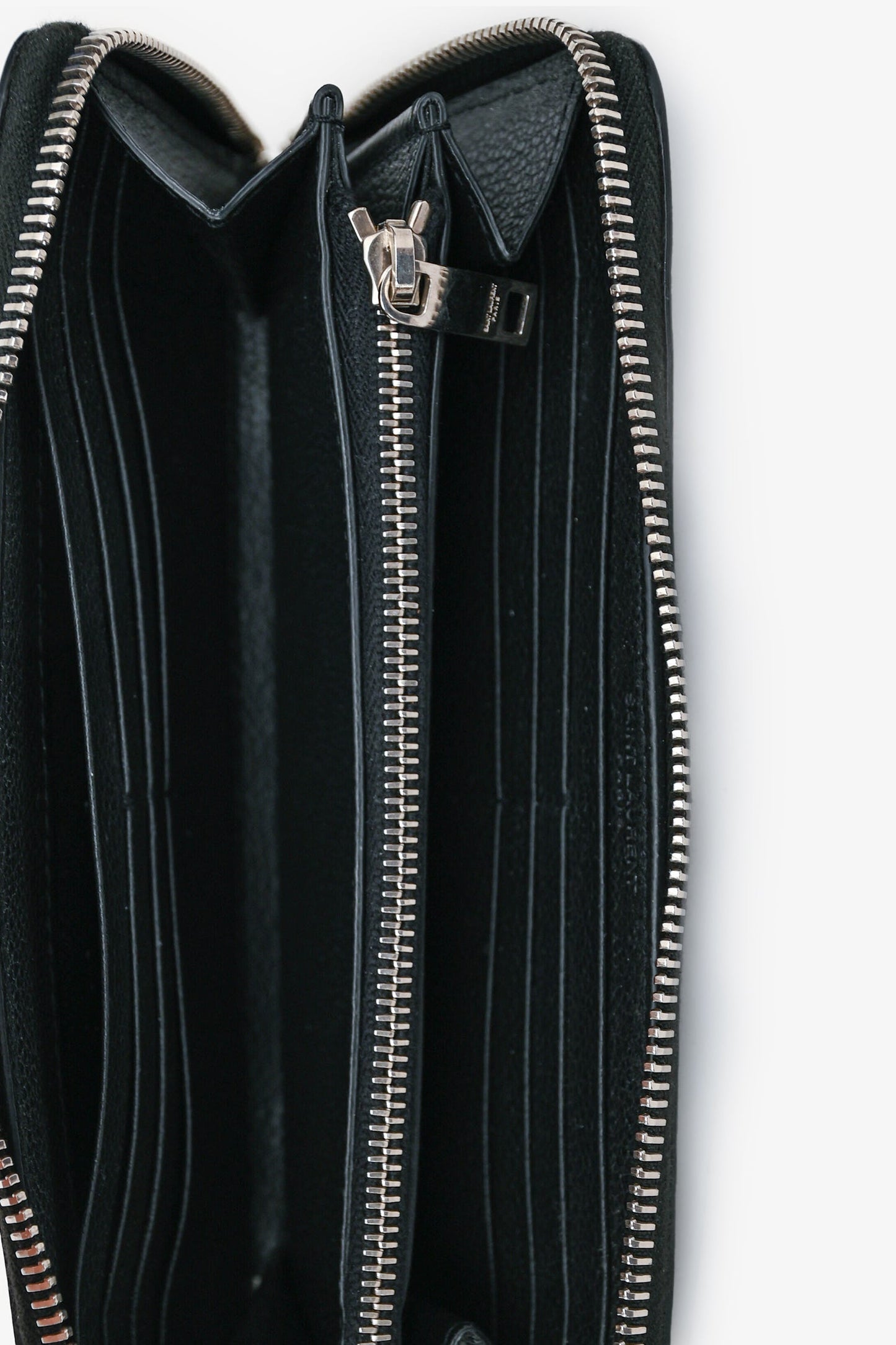 Saint Laurent Black Leather Long Zip Wallet