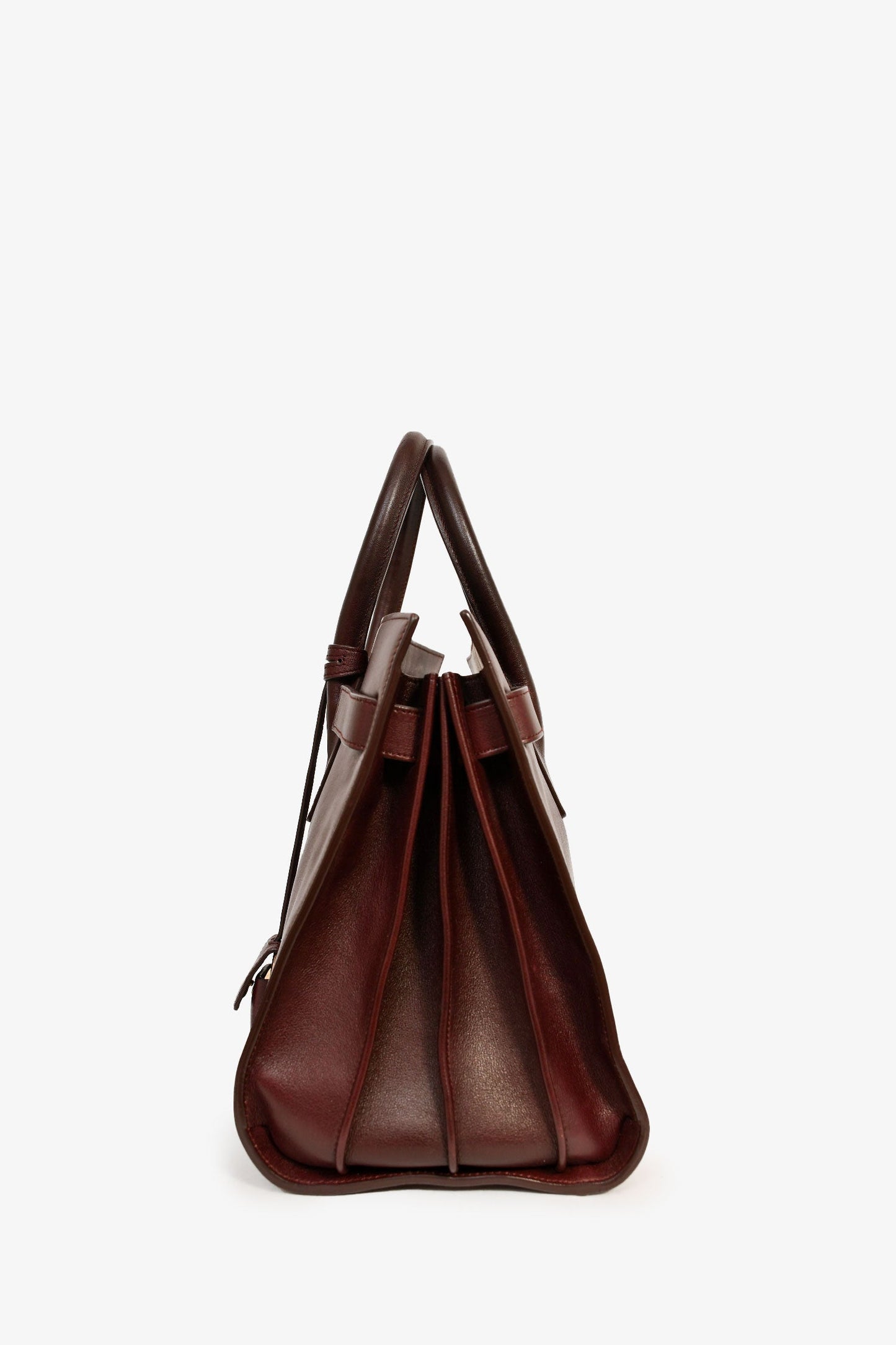 Saint Laurent 2014 Burgundy Smooth Leather Small Sac de Jour Tote with Strap
