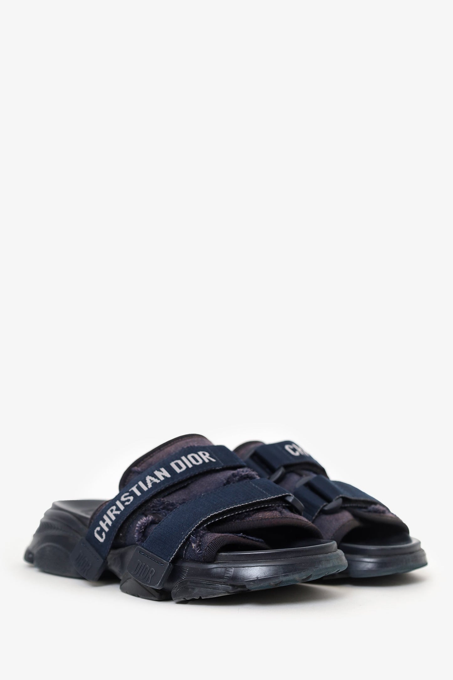 Christian Dior Navy J'Adior Velcro Slides Size 36