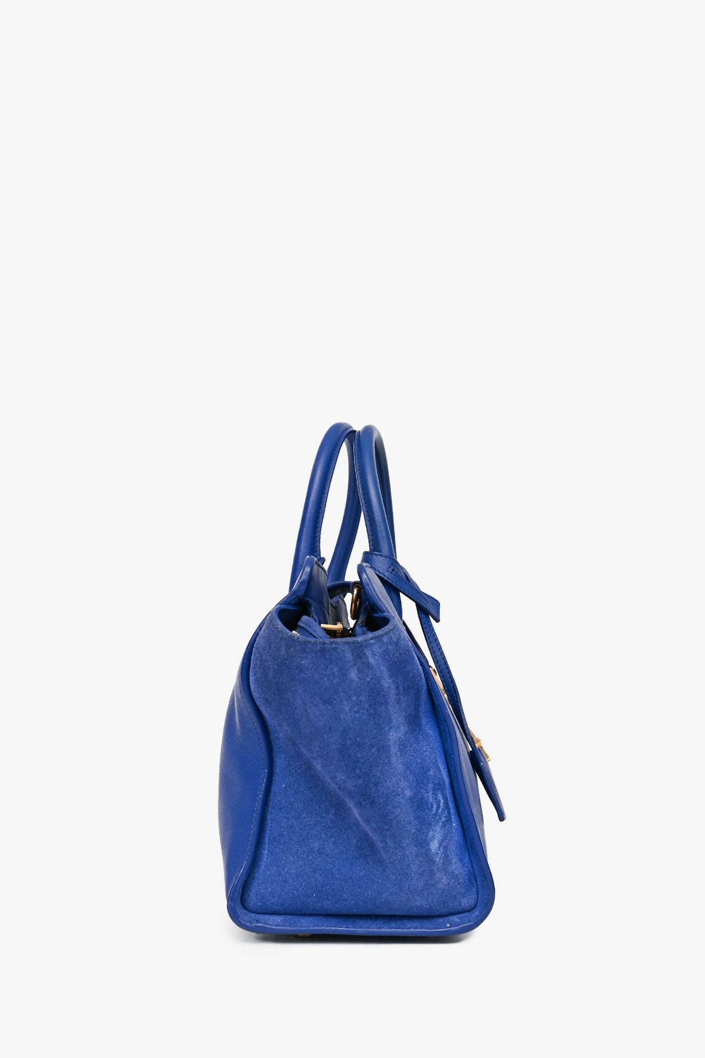 Saint Laurent 2016 Blue Leather Small Y Cabas Top Handle (As Is)