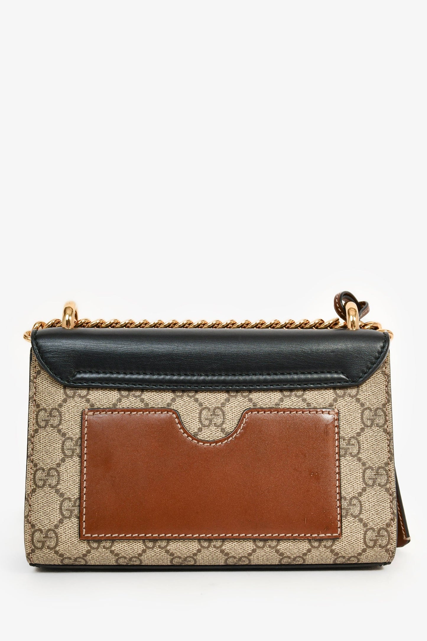 Gucci Beige GG Supreme/ Black Leather 'Padlock' Bag
