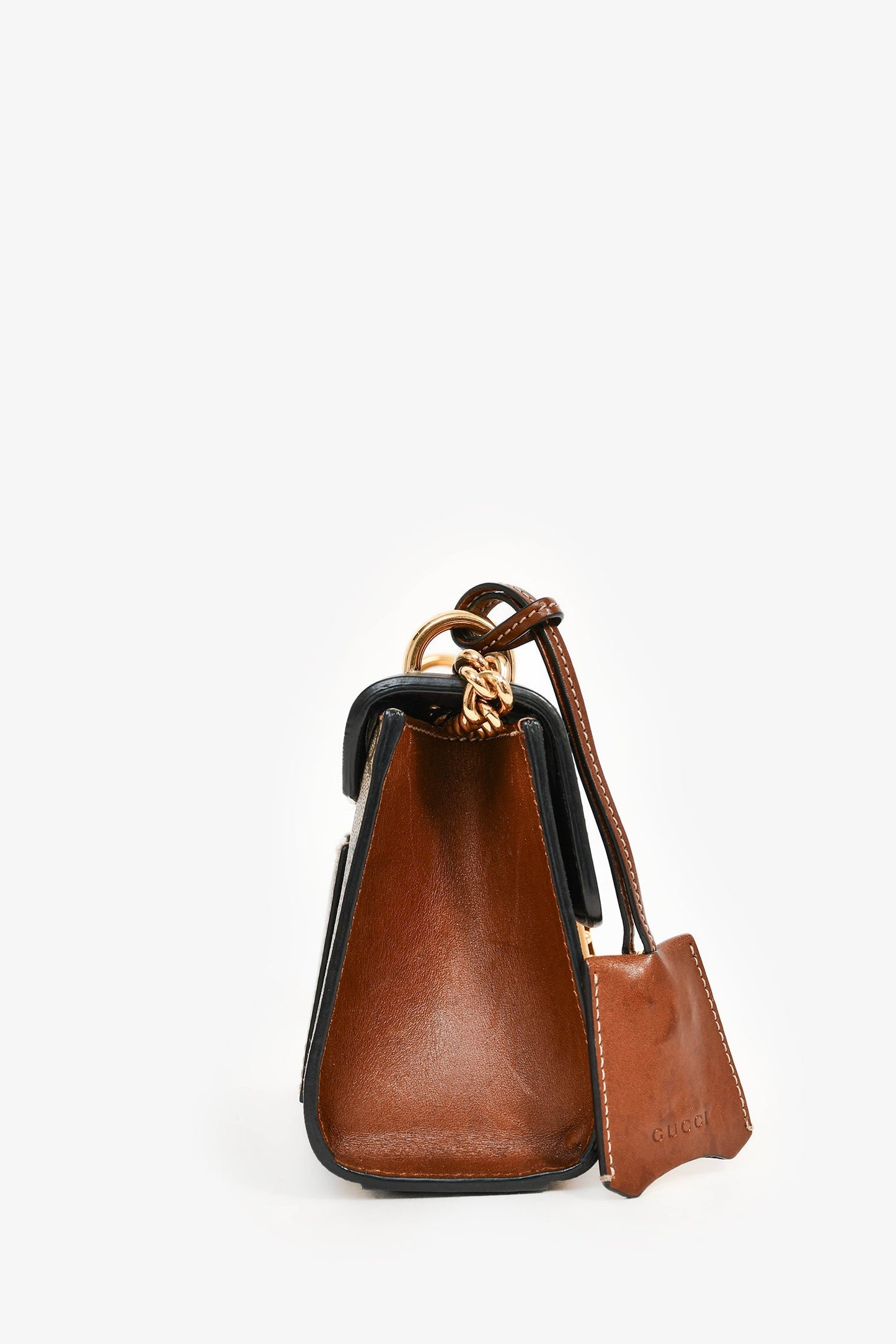 Gucci Beige GG Supreme/ Black Leather 'Padlock' Bag